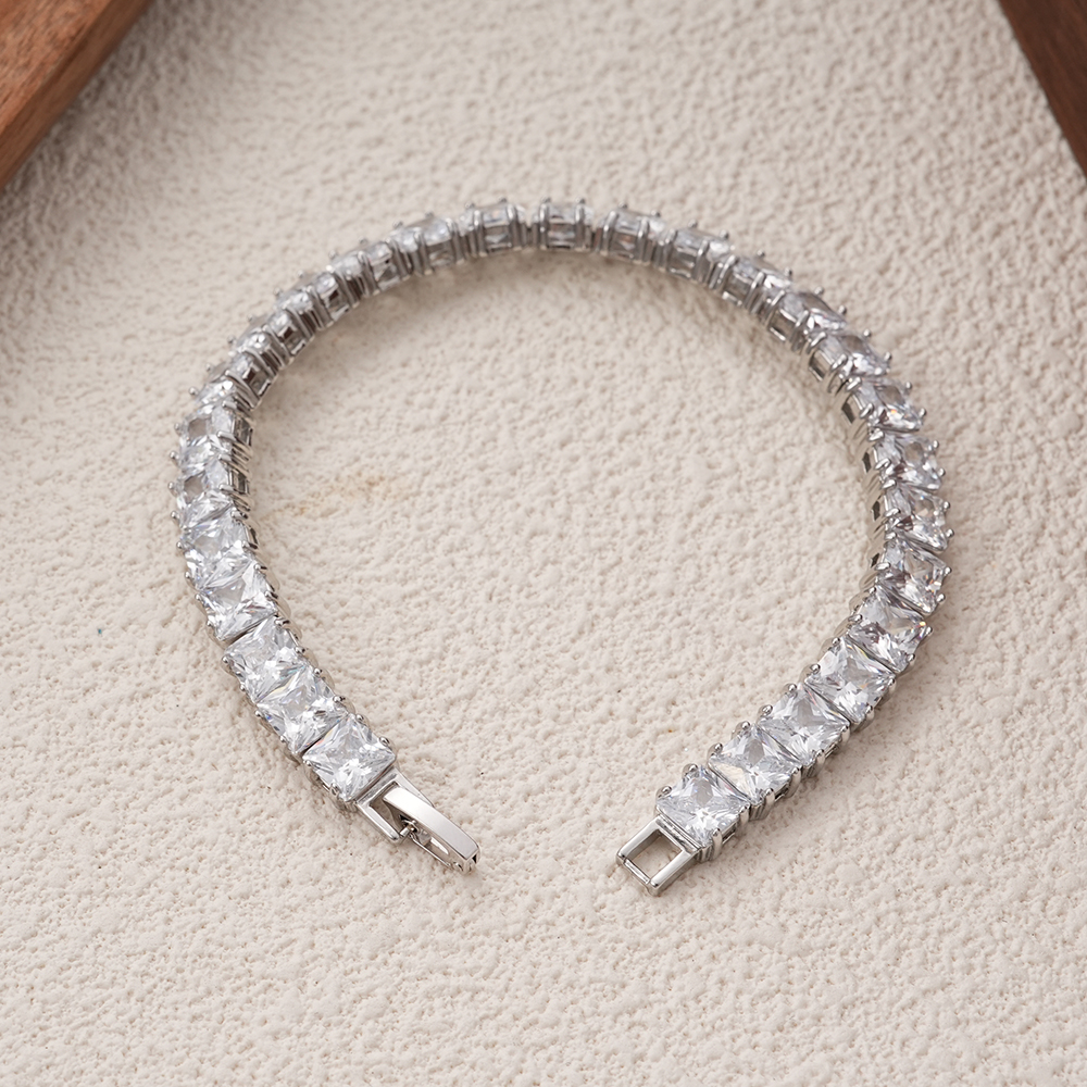Hainon 6mm White CZ Stone Bracelets for Women