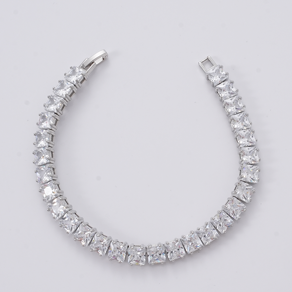 Hainon 6mm White CZ Stone Bracelets for Women