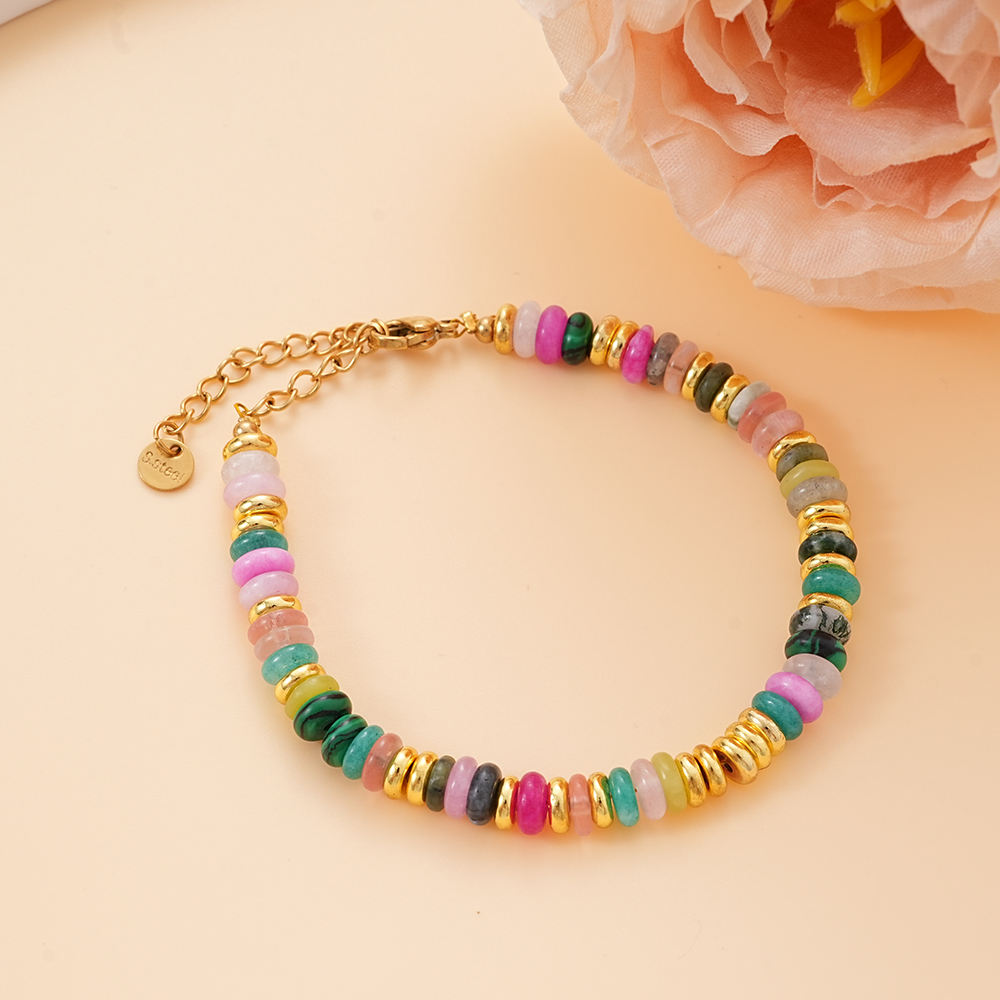 Hainon Women Bracelets with Rainbow Natural Stone