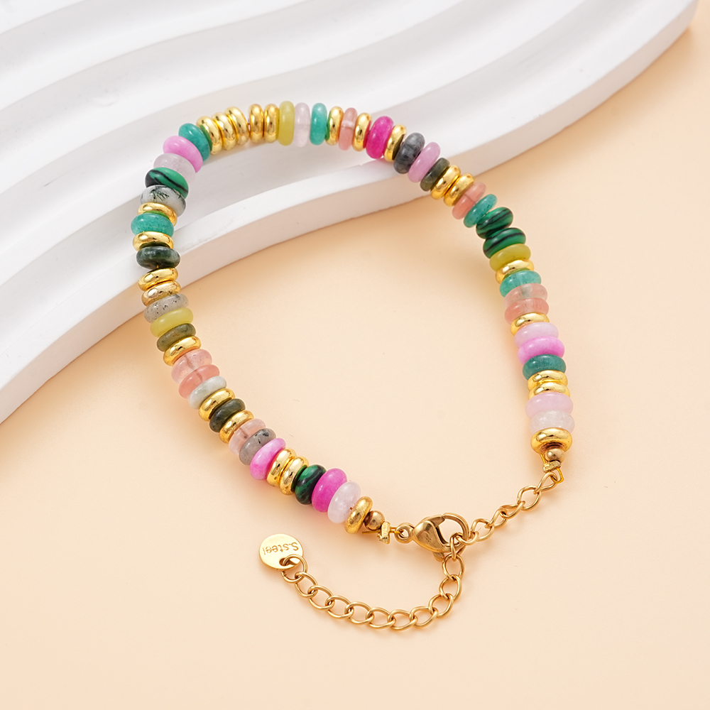 Hainon Women Bracelets with Rainbow Natural Stone