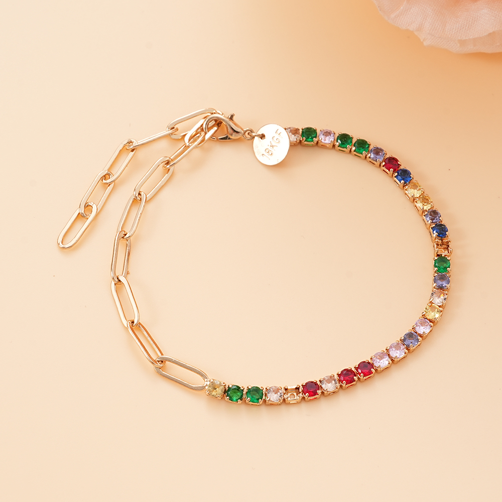 Hainon Rainbow Crystal Stone Ankle Bracelets for Women