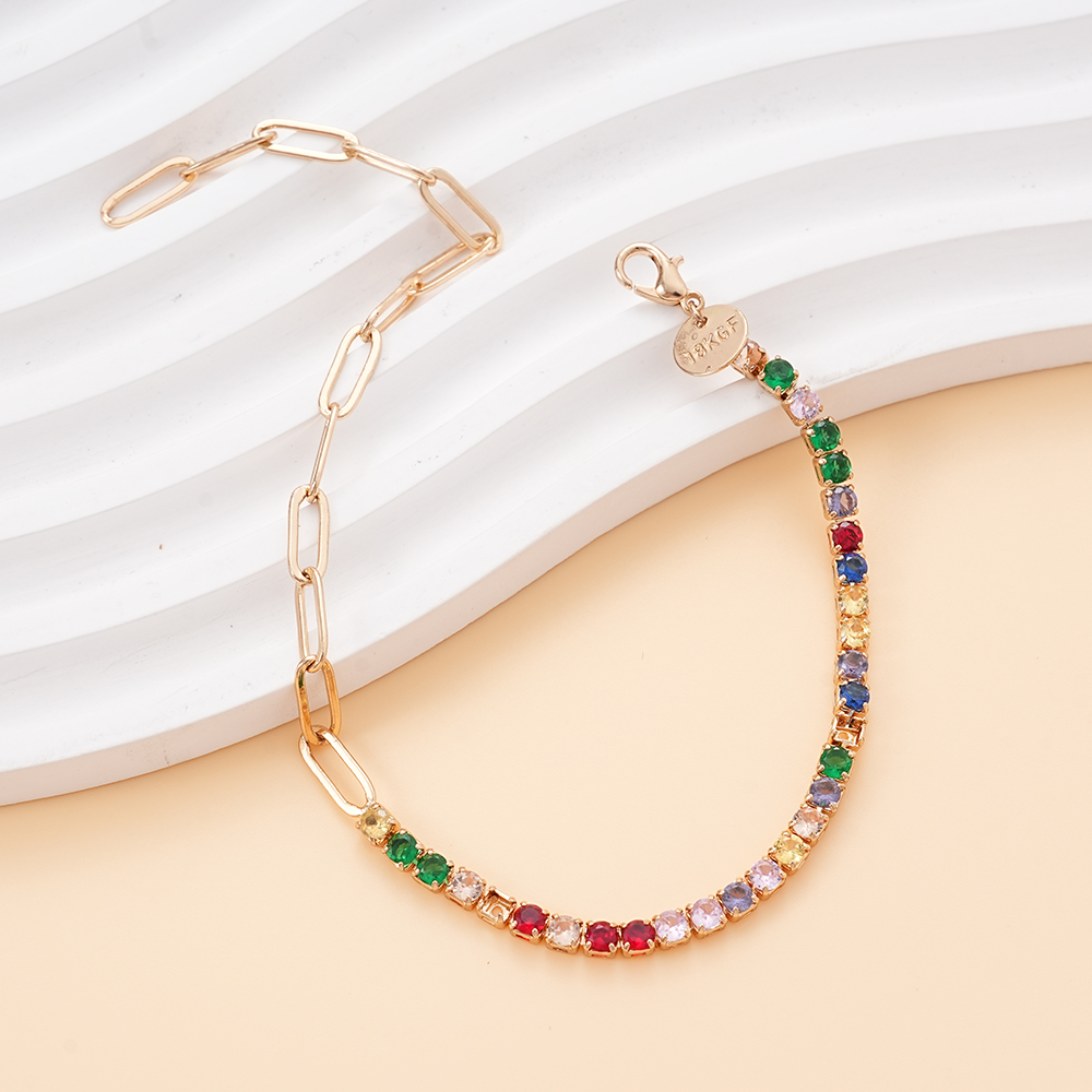 Hainon Rainbow Crystal Stone Ankle Bracelets for Women