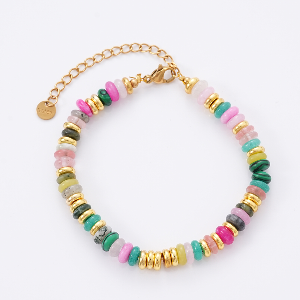 Hainon Women Bracelets with Rainbow Natural Stone