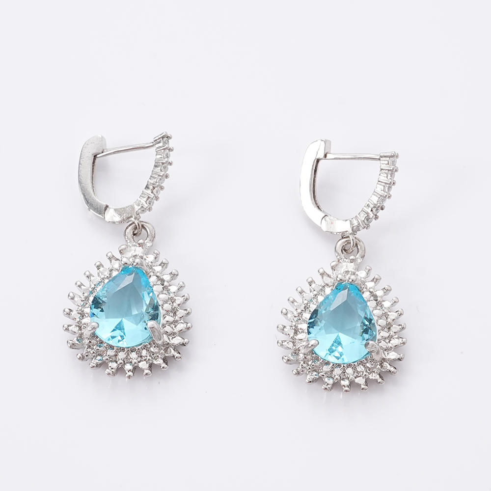 Hainon Dangle Earrings with Blue CZ Stone