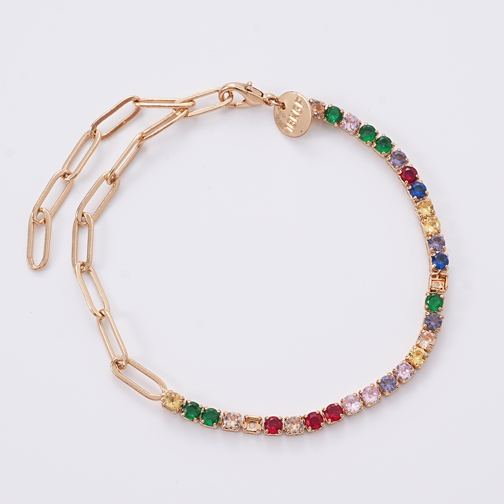 Hainon Rainbow Crystal Stone Ankle Bracelets for Women