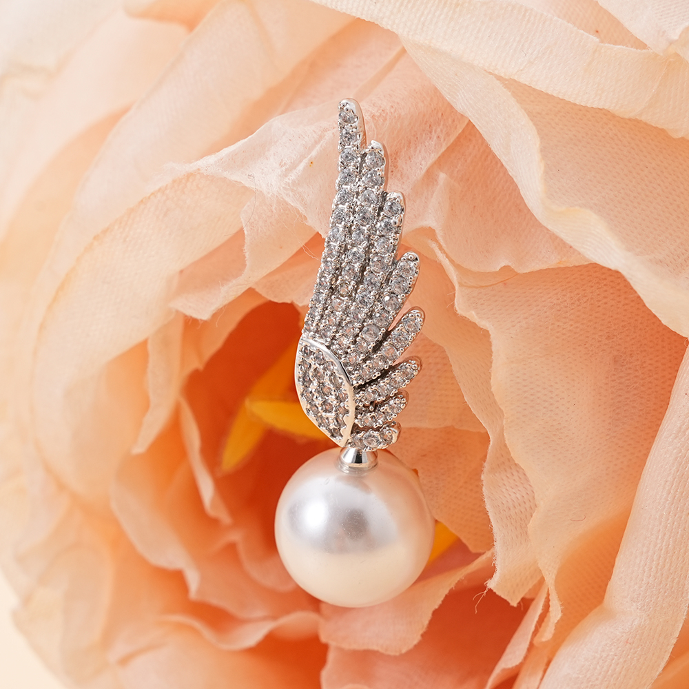 Hainon Broaches being Jewelry for Women, White Pearl and Angle Design Broaches