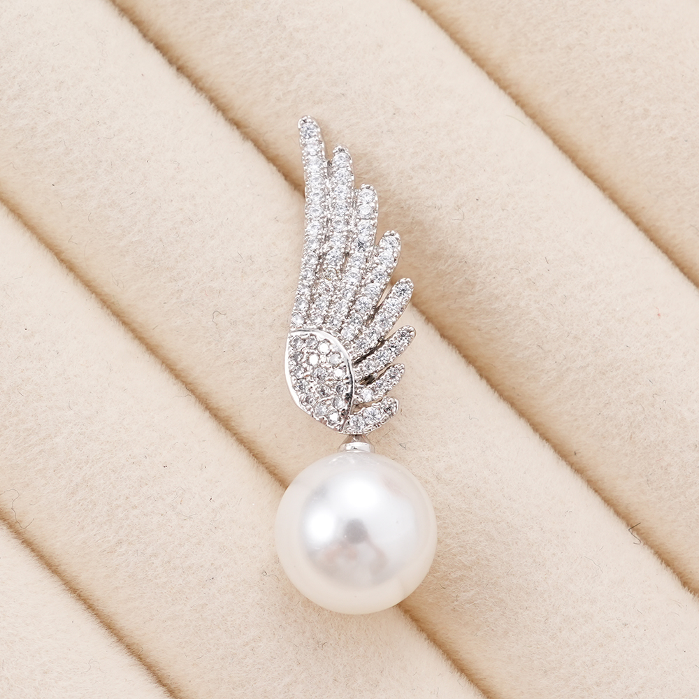 Hainon Broaches being Jewelry for Women, White Pearl and Angle Design Broaches