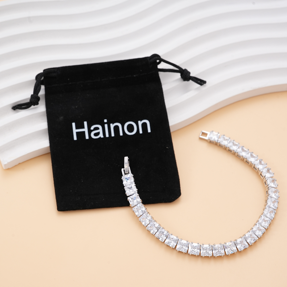 Hainon 6mm White CZ Stone Bracelets for Women