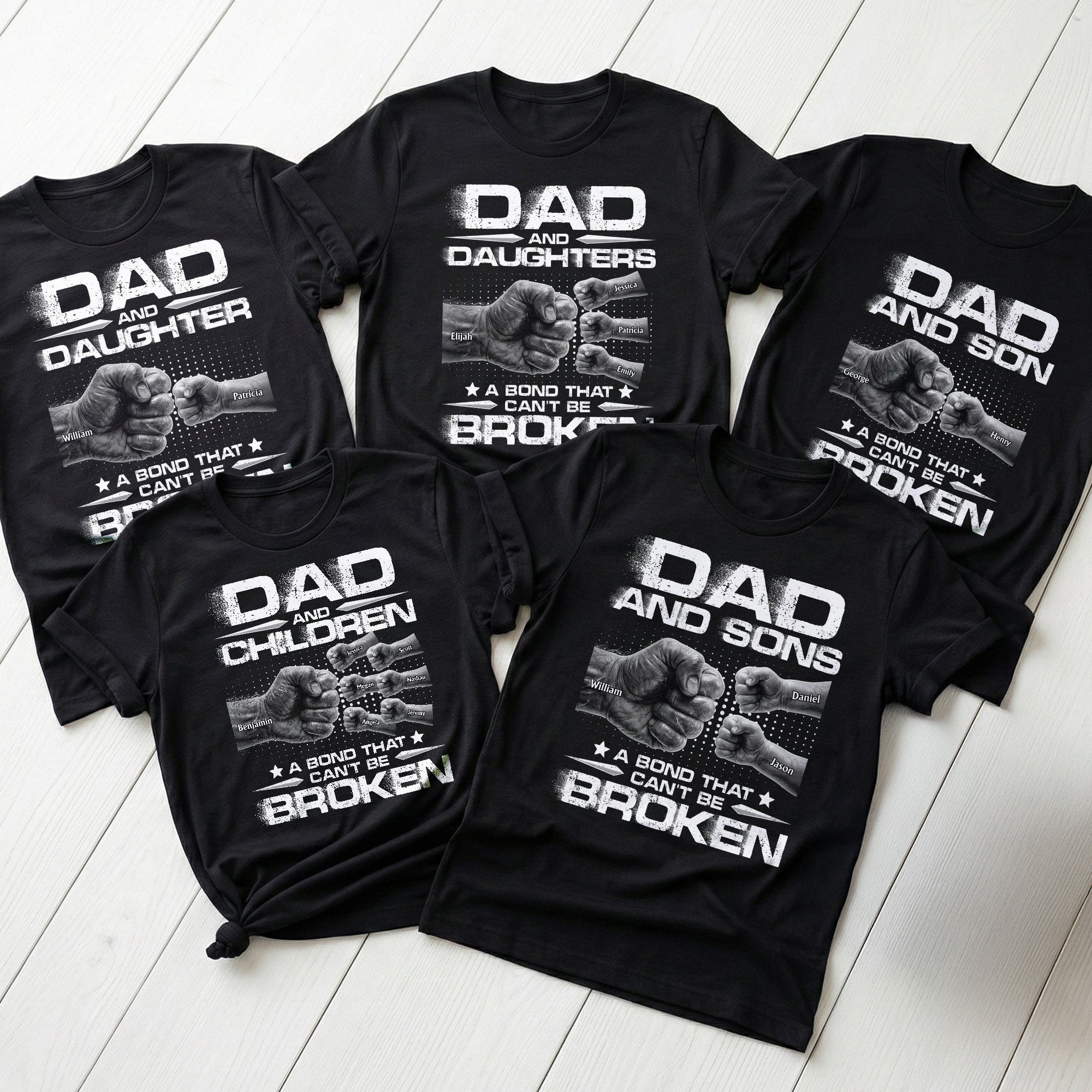 Dad And Daughters, Sons - A Bond That Can't Be Broken - Personalized Shirt