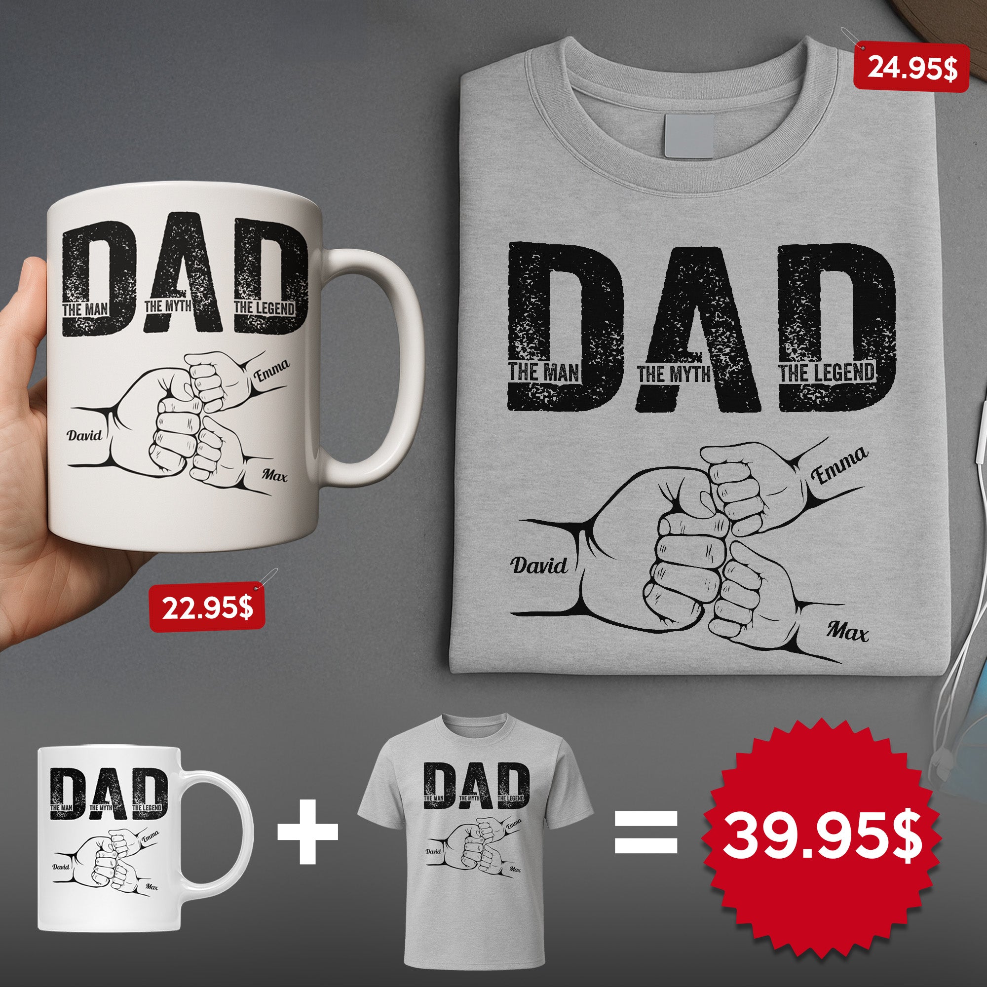 Dad The Man The Myth The Legend - Custom Father's Day Gift Set