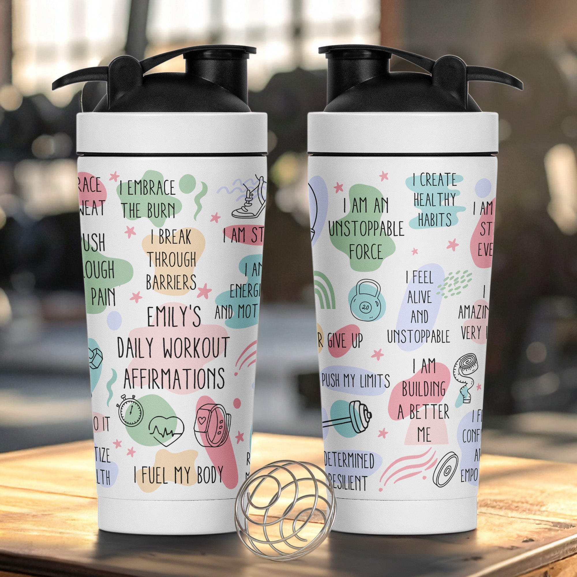 Daily Workout Affirmations - Personalized Protein Shaker