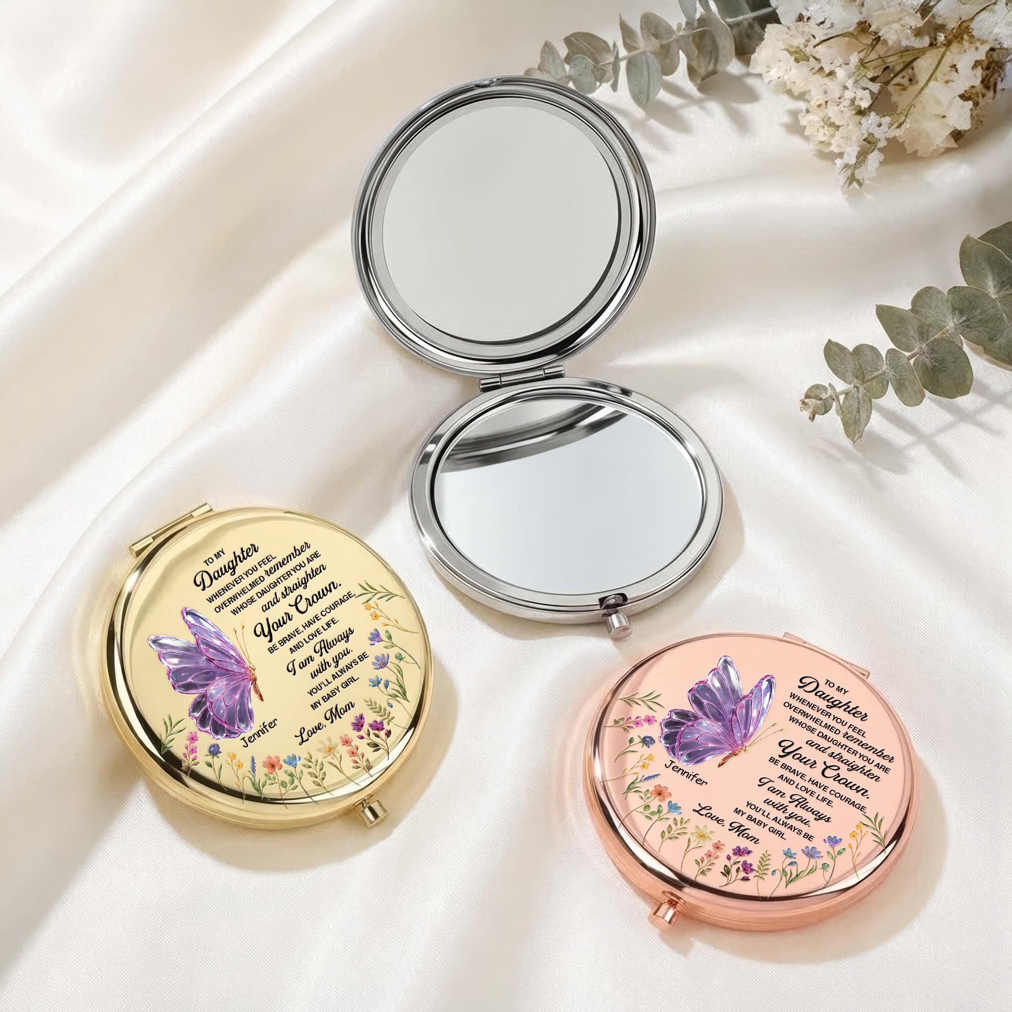 Daughter Butterfly Always My Baby Girl - Personalized Compact Mirror