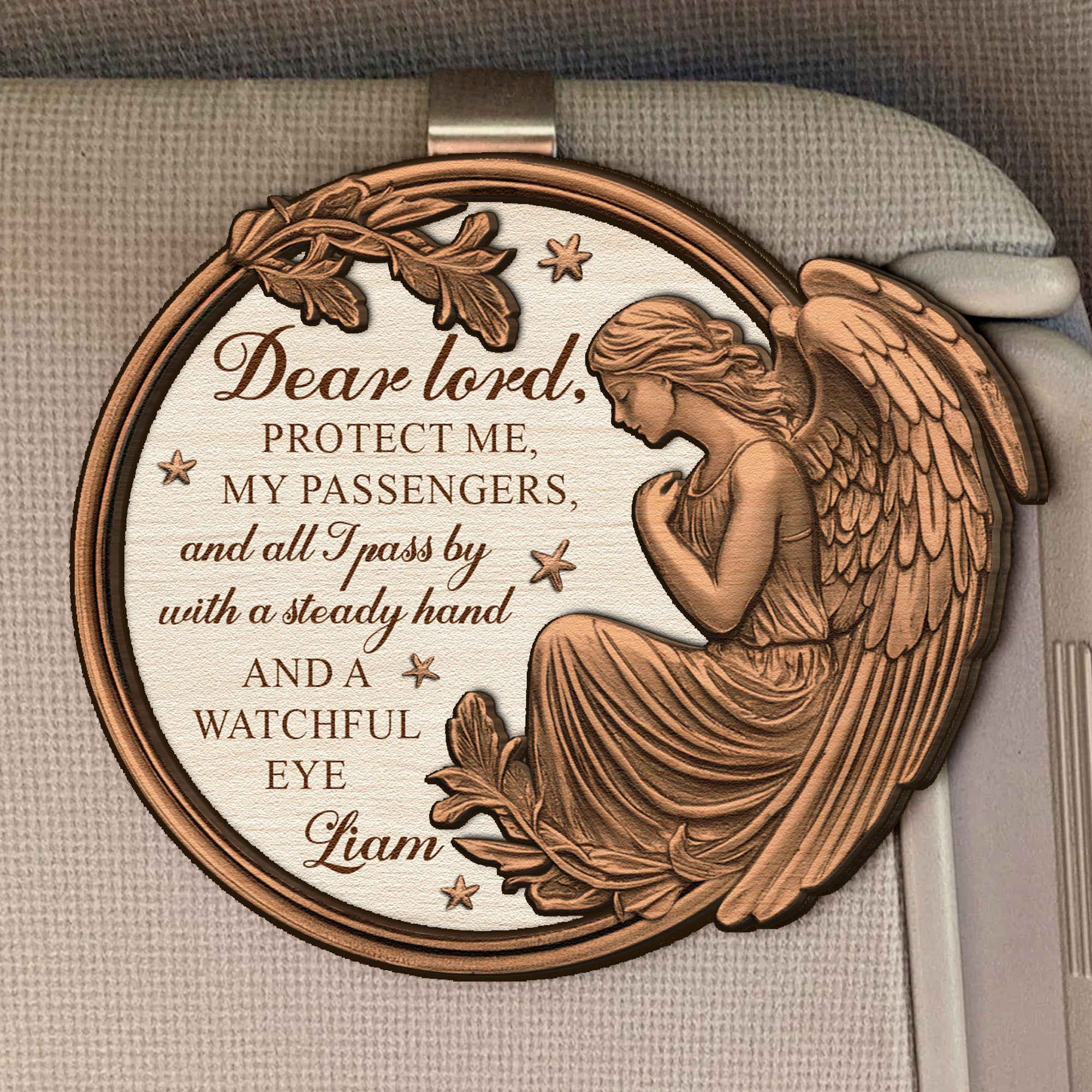 Dear Lord Protect Me And All I Pass By - Personalized Wooden Car Visor Clip
