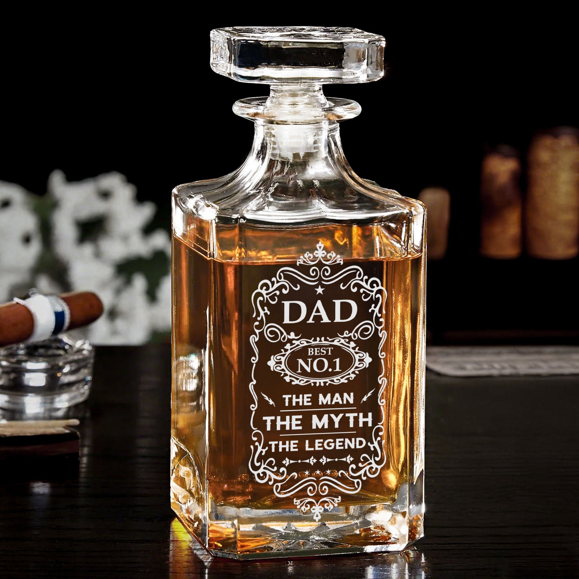 Decanter For Dad The Man The Myth The Legend - Custom Decanter