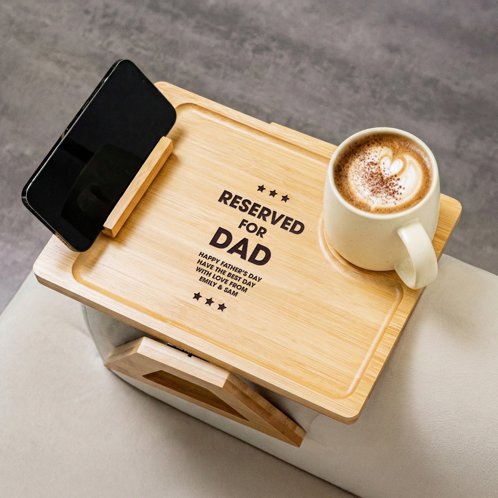 Reserved For Dad/ Daddy/Papa - Personalized Wooden Couch Arm Table