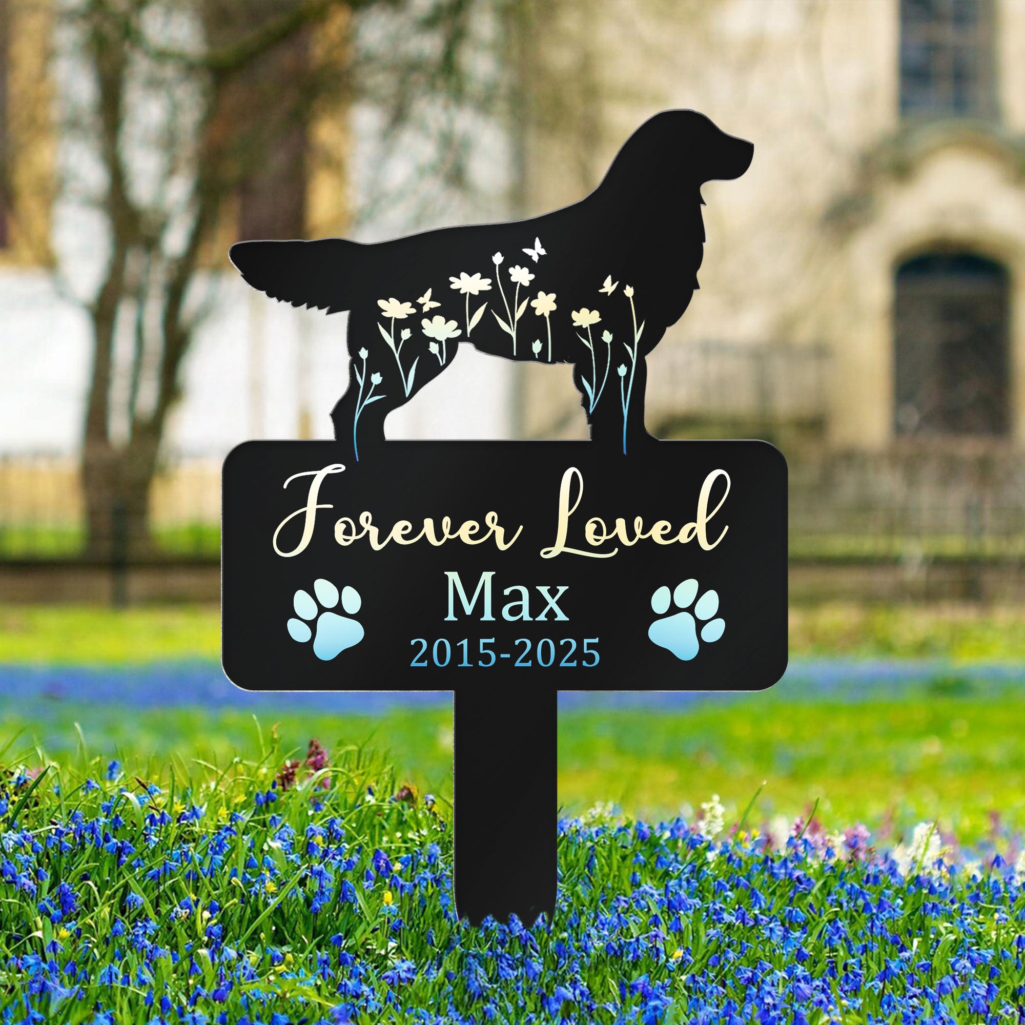 Dog Loss Forever Loved - Personalized Metal Garden Stake