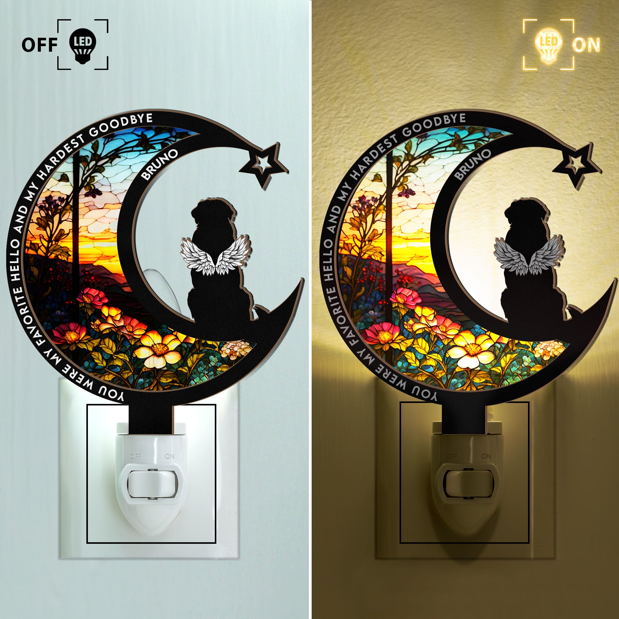 Dog Loss You Were My Favorite Hello - Personalized Wood And Acrylic Night Light