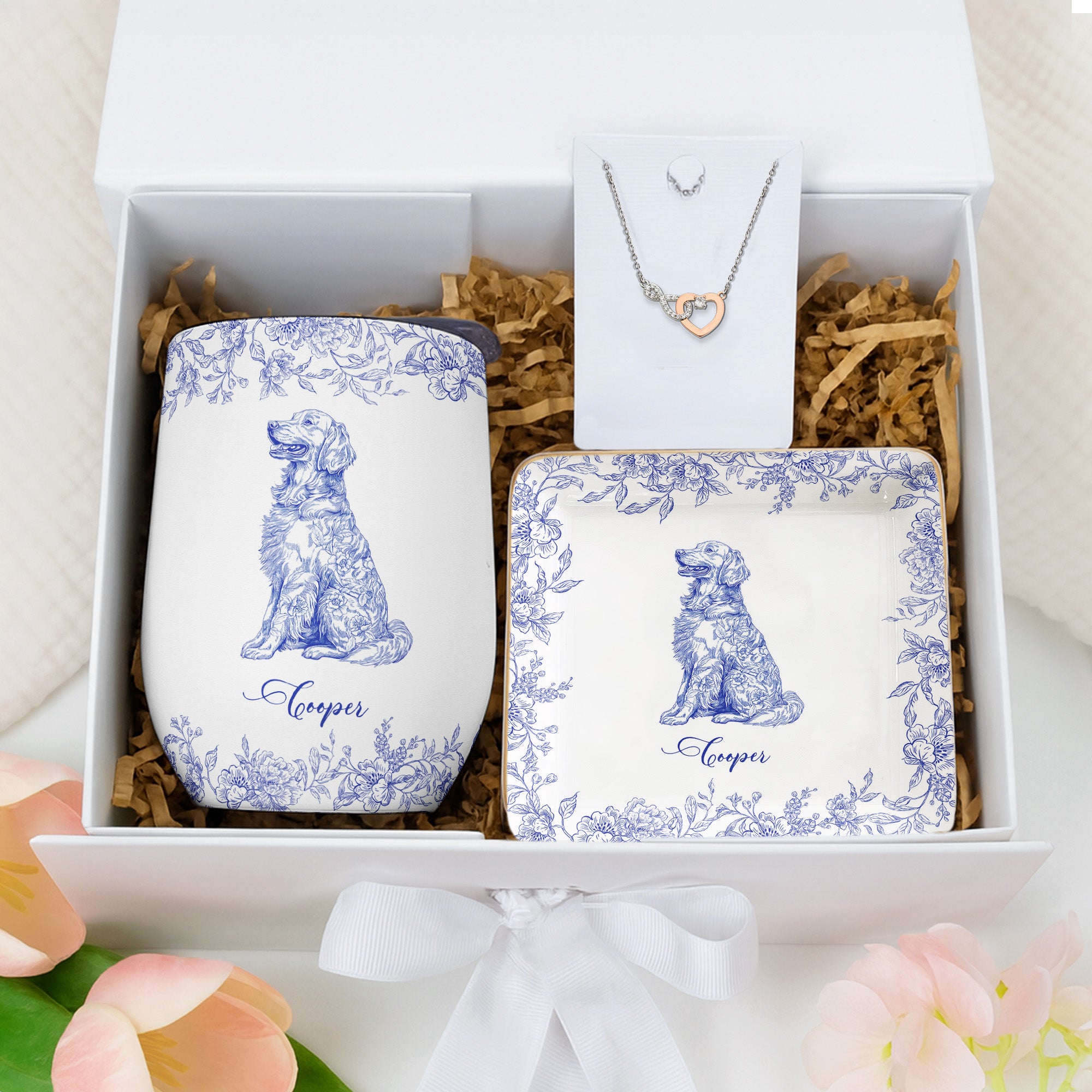 Dog Lover Gift Toile De Jouy French Style - Gift Box Set