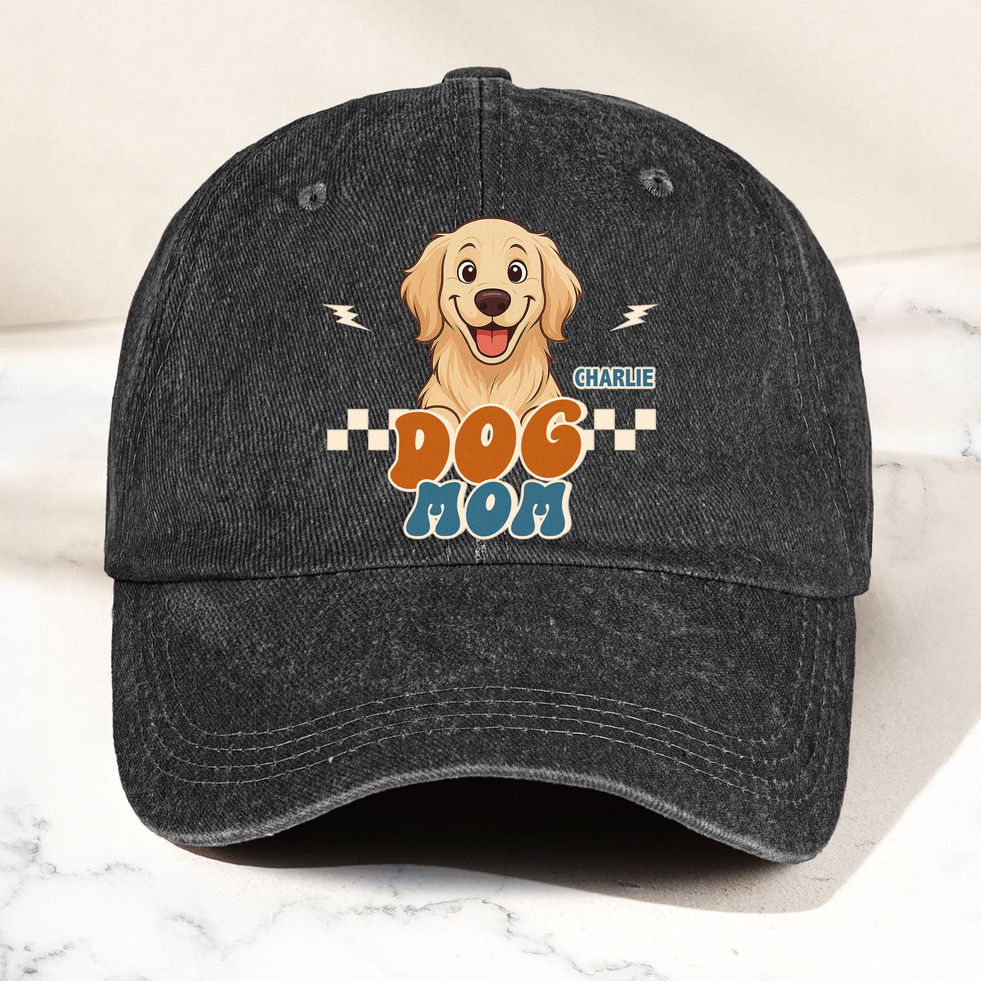 Dog Mom Dog Mama - Personalized Distressed Denim Cap