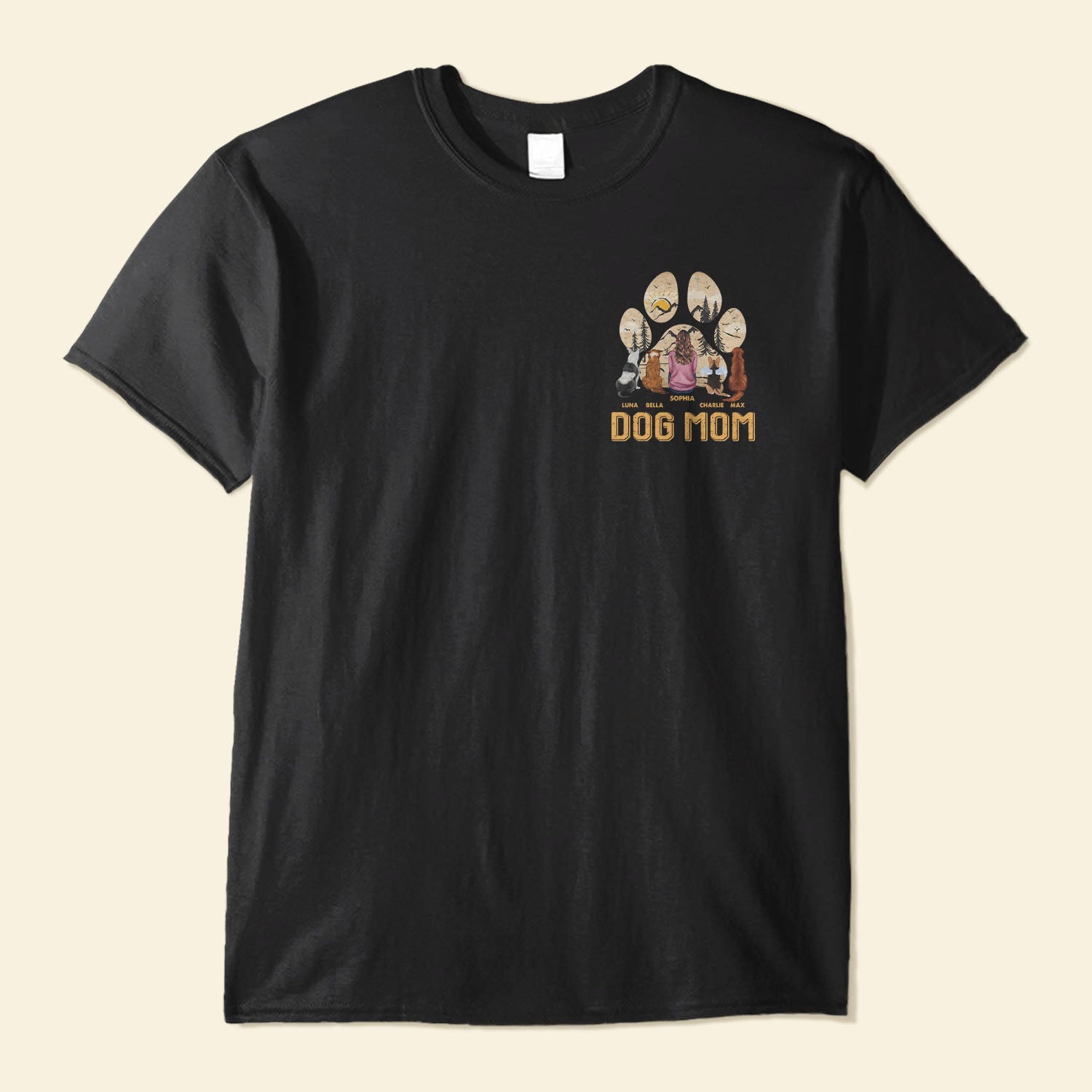 Dog Mom Paw Mountain View Vintage - Personalized Shirt