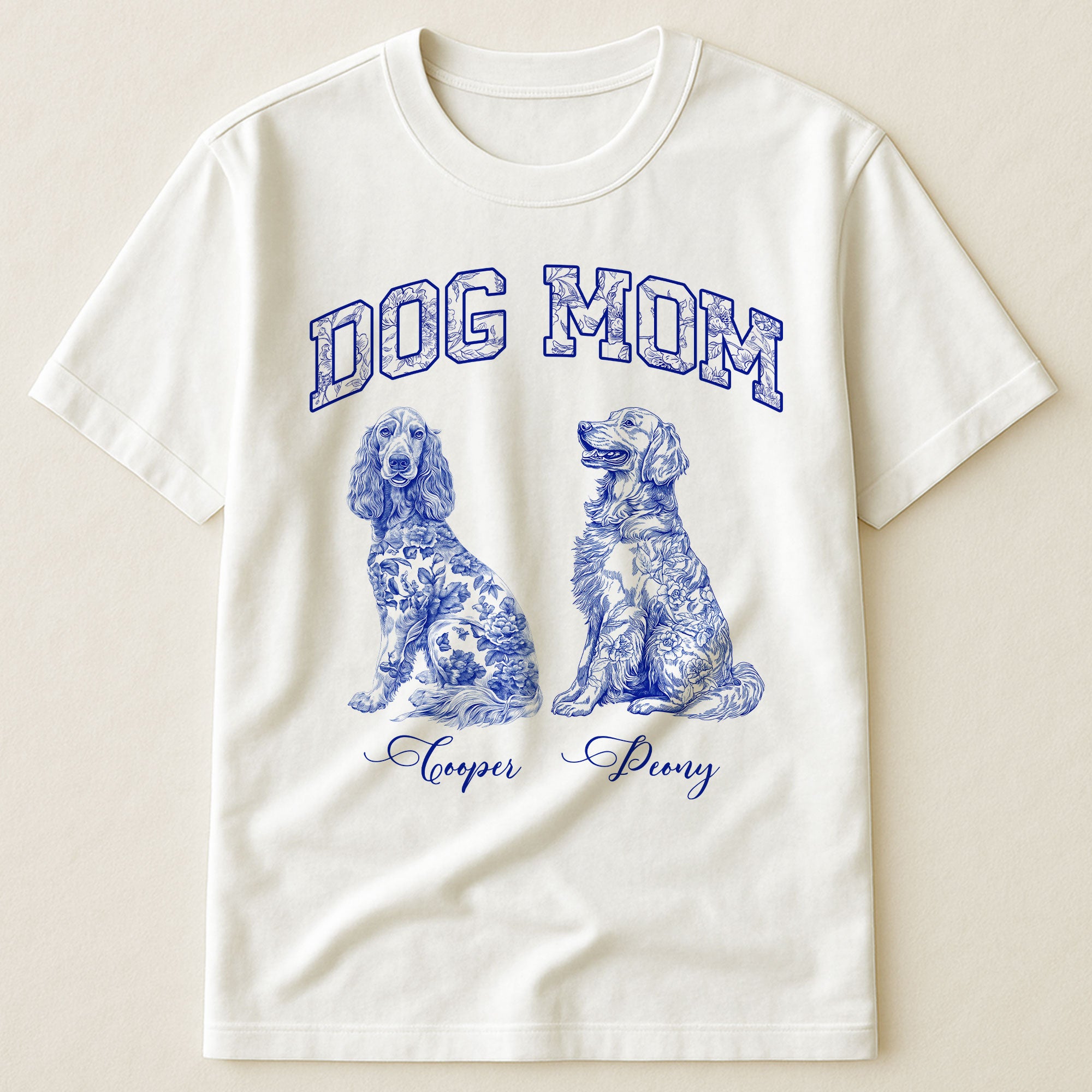 Dog Mom Toile De Jouy Chinoiserie Custom Dog Breeds - Personalized Shirt
