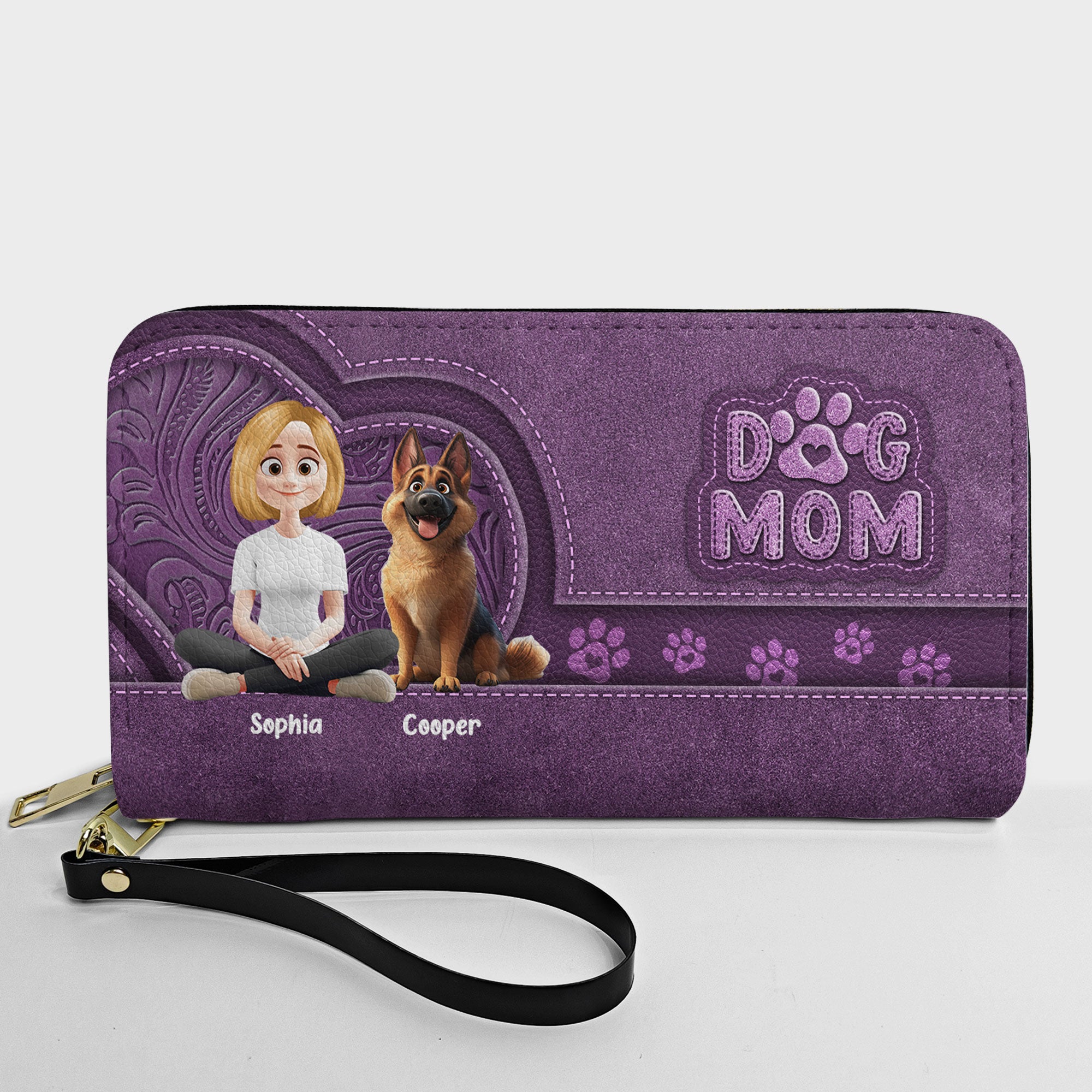 Dog Mom - Personalized Leather Long Wallet