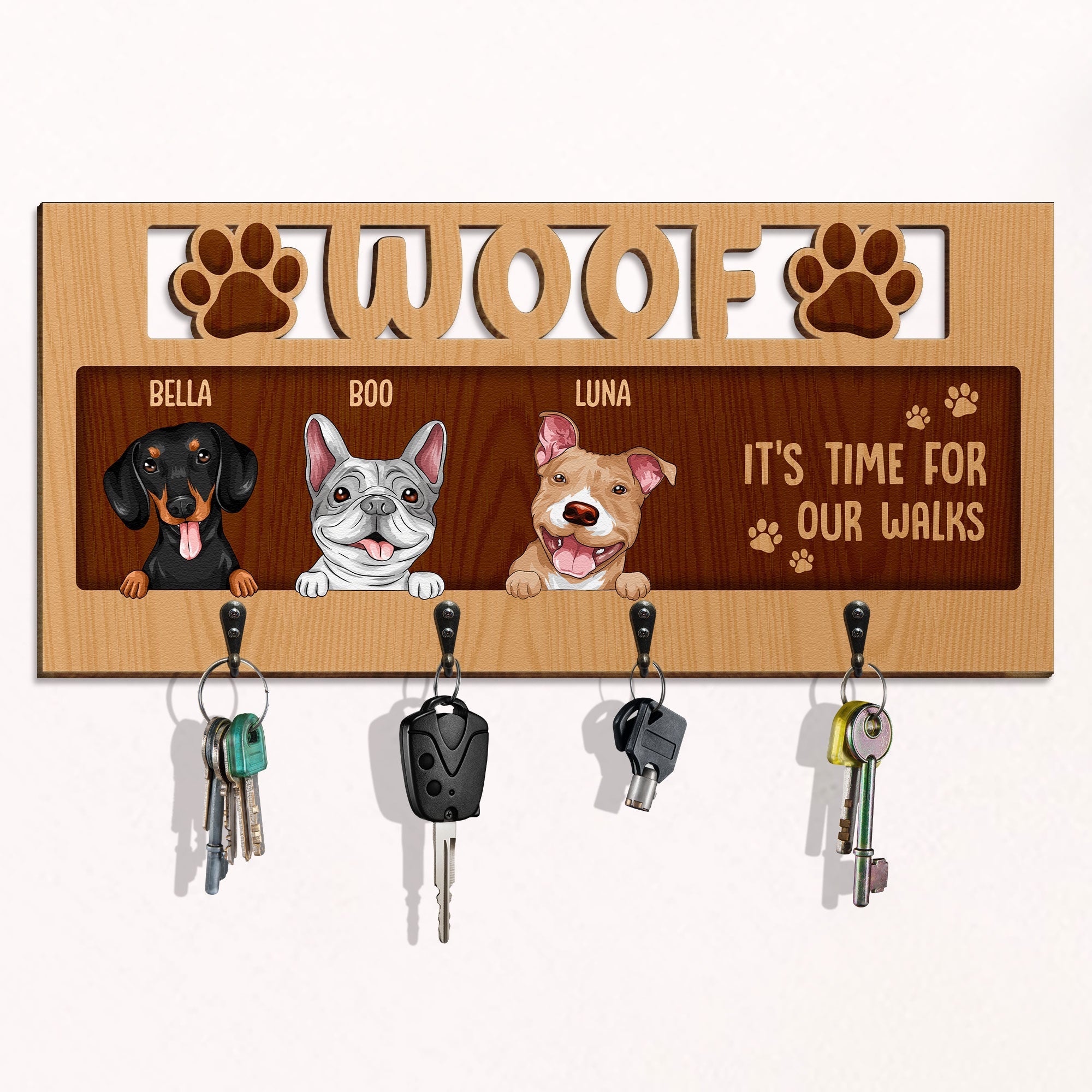 Dogs It's Time For My Walk - Personalized Key Holder