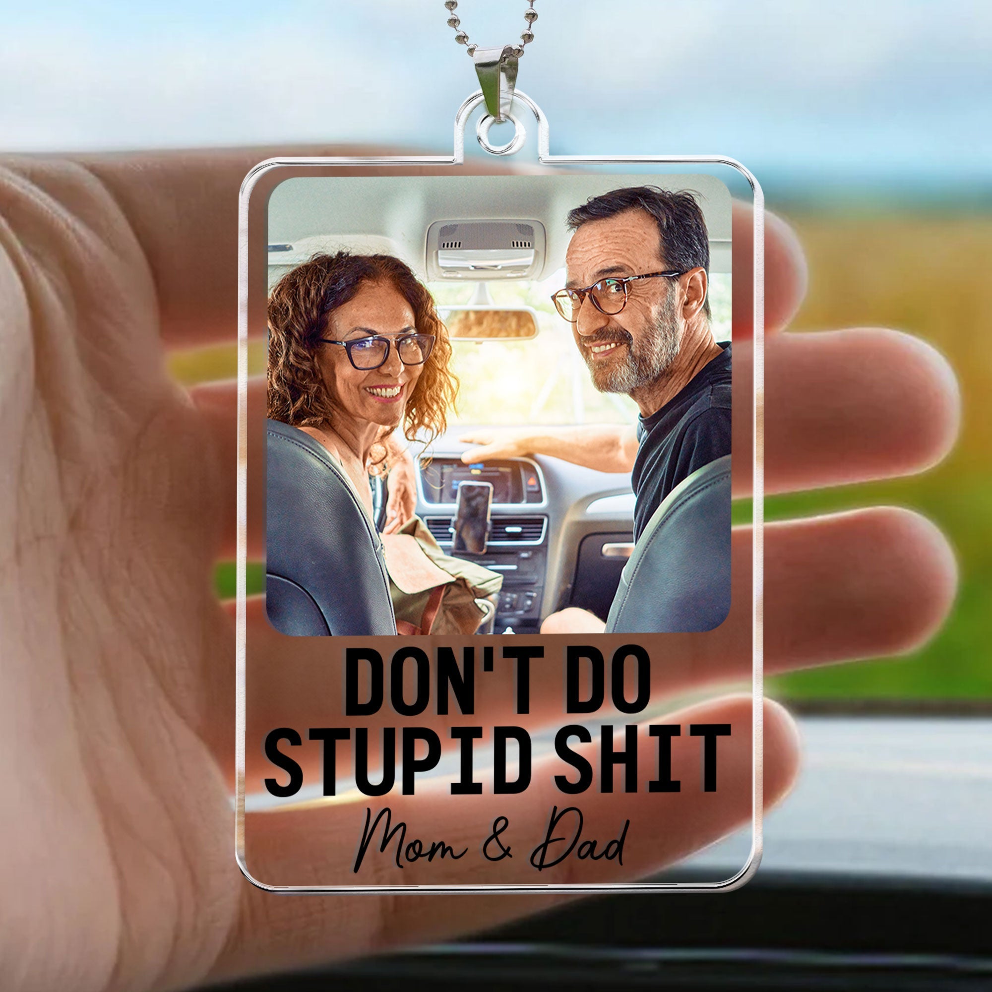 Don't Do Stupid Shit - Personalized Photo Rear View Mirror Accessory