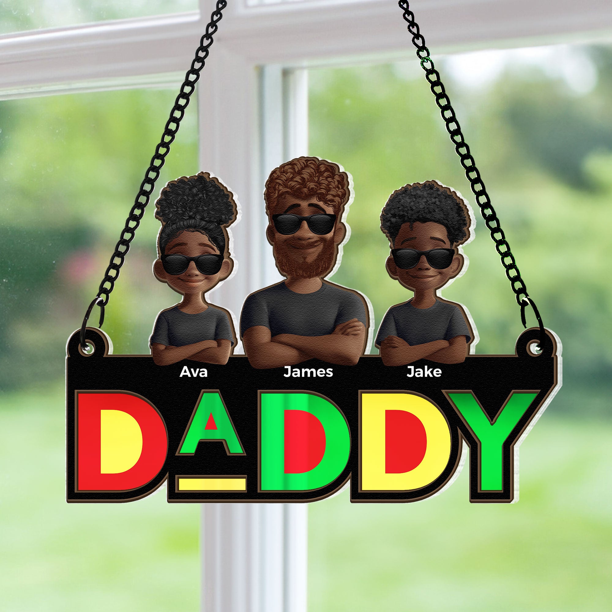 Dope Black Dad - Personalized Window Hanging Suncatcher Ornament