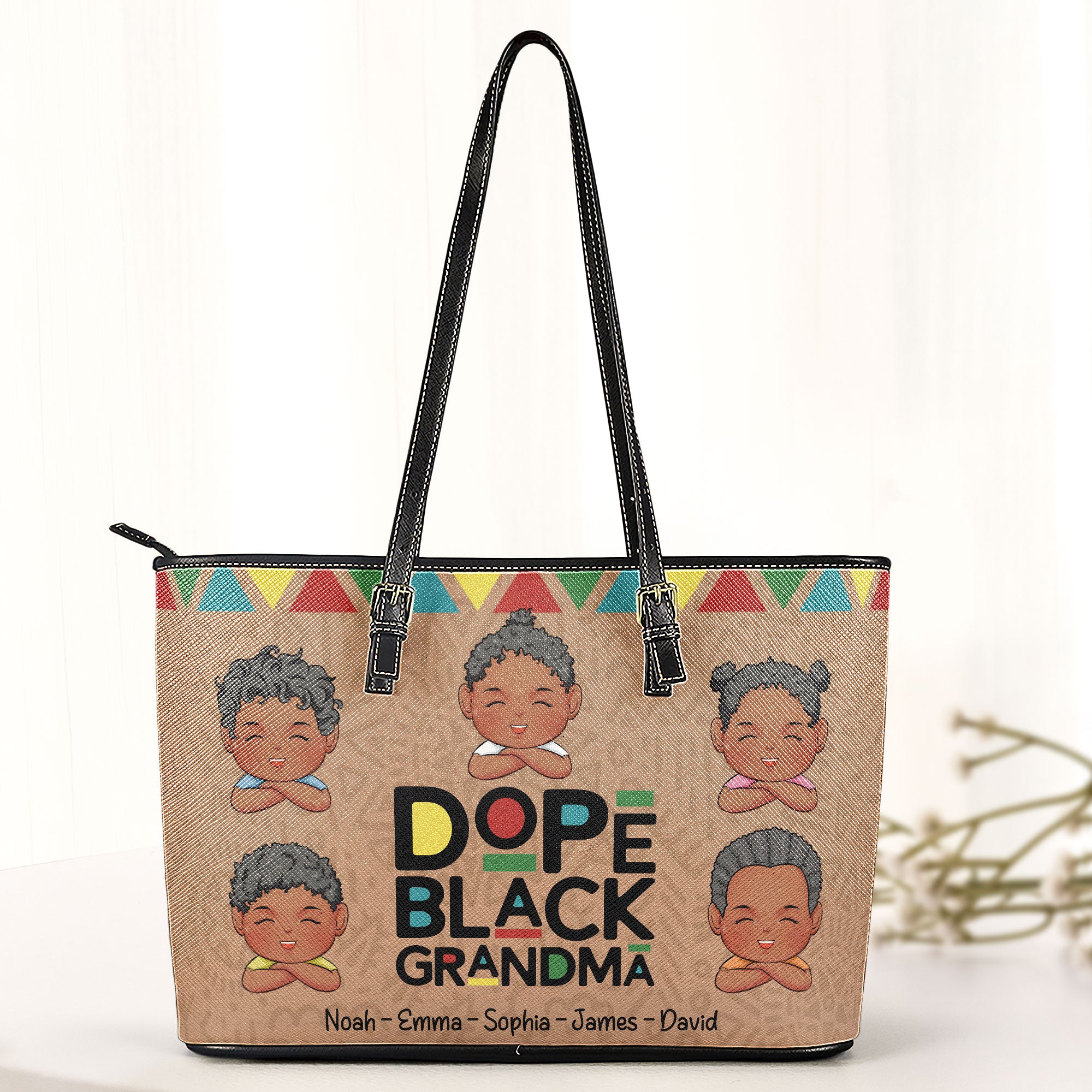 Dope Black Grandma- Personalized Leather Tote Bag