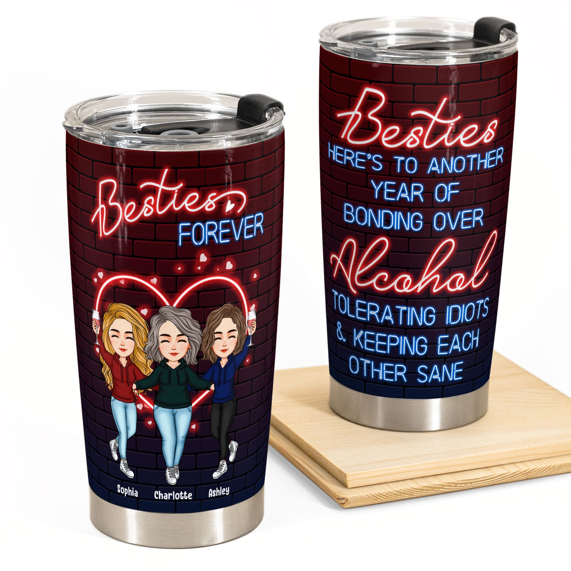 Drinking Partners - Besties Forever - Personalized Tumbler Cup - Birthday, Christmas, New Year Gift For Sisters, Sistas, Besties, Soul Sisters