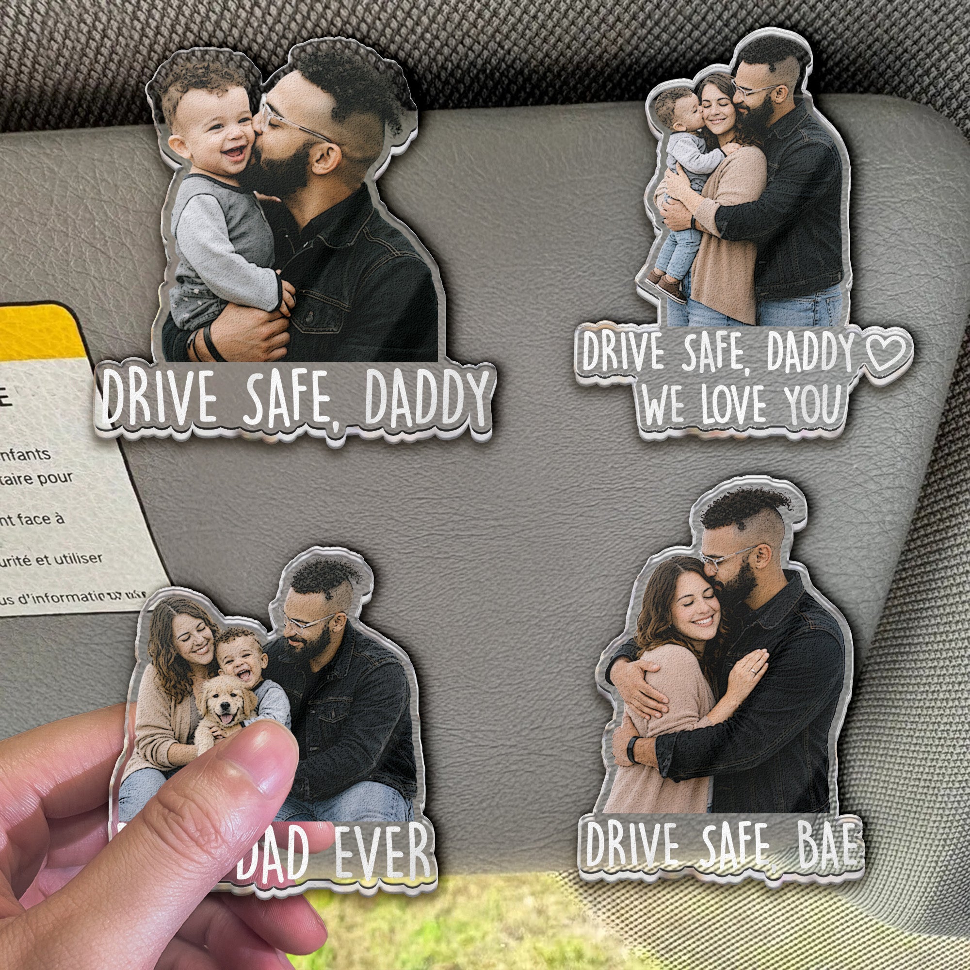 Drive Safe For Daddy, Husband, Him, Papa - Upload Photo - Personalized Acrylic Photo Visor Clip