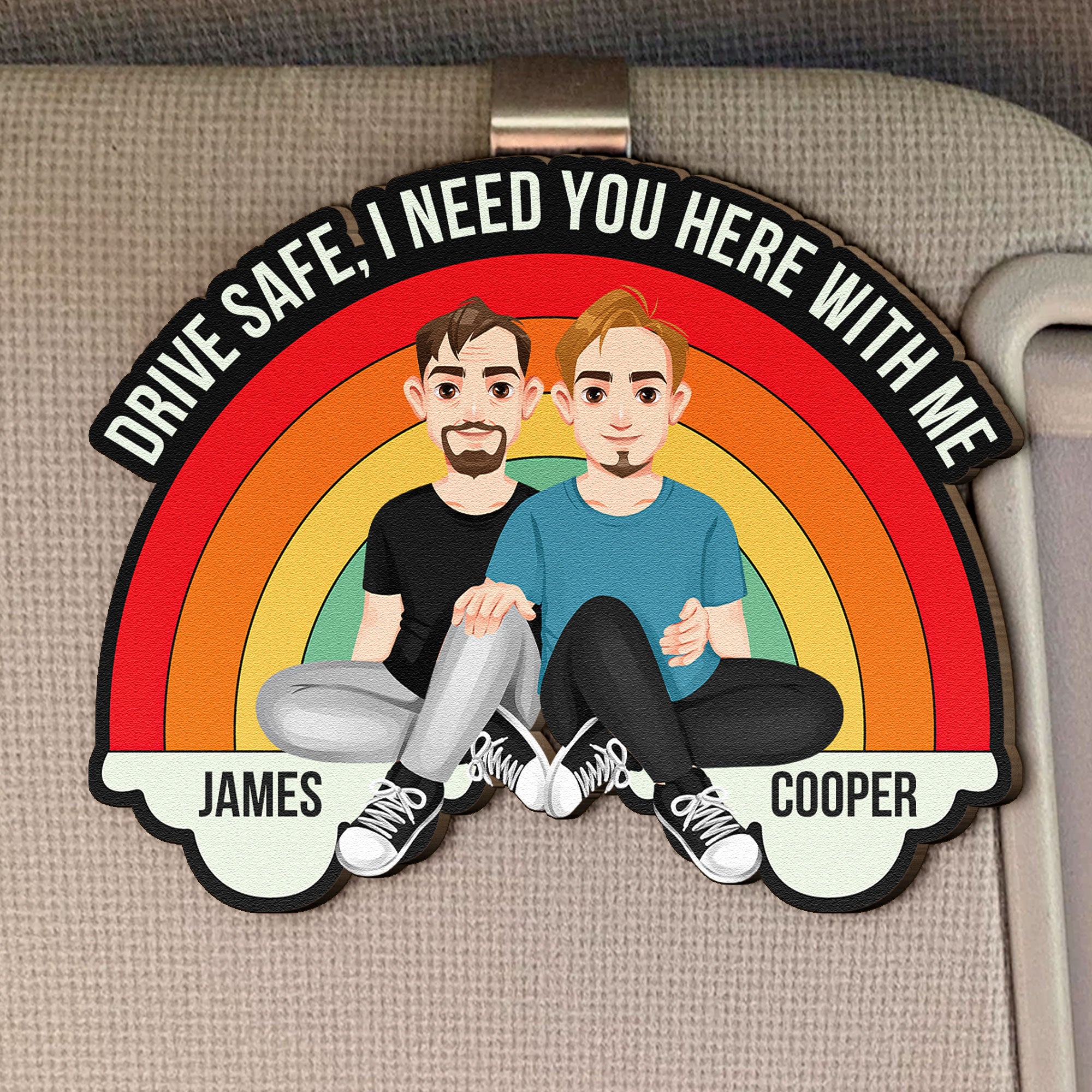 Drive Safe, I Need You Here With Me - Personalized Wooden Car Visor Clip