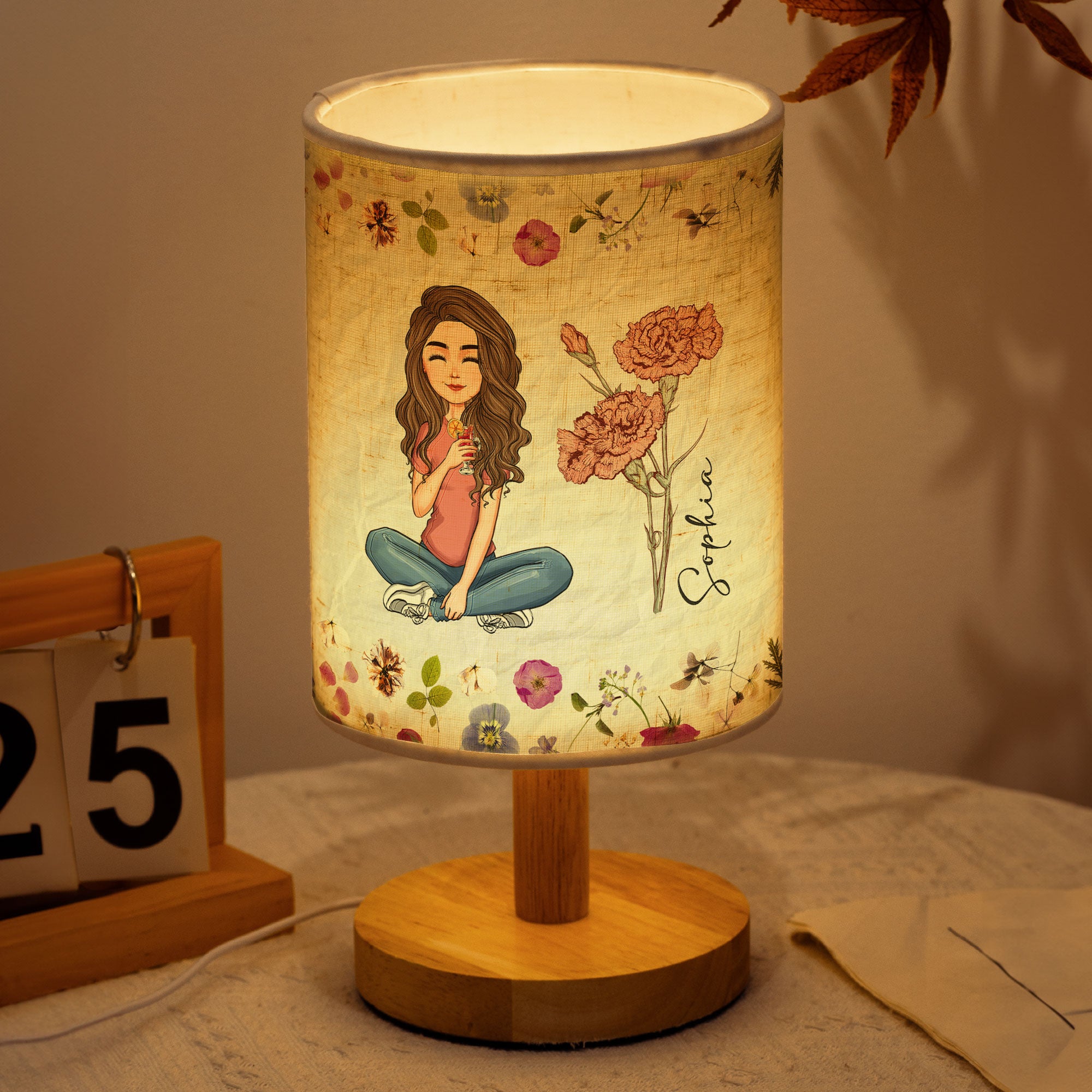 Dry Flower Pattern - Personalized Fabric Lamp