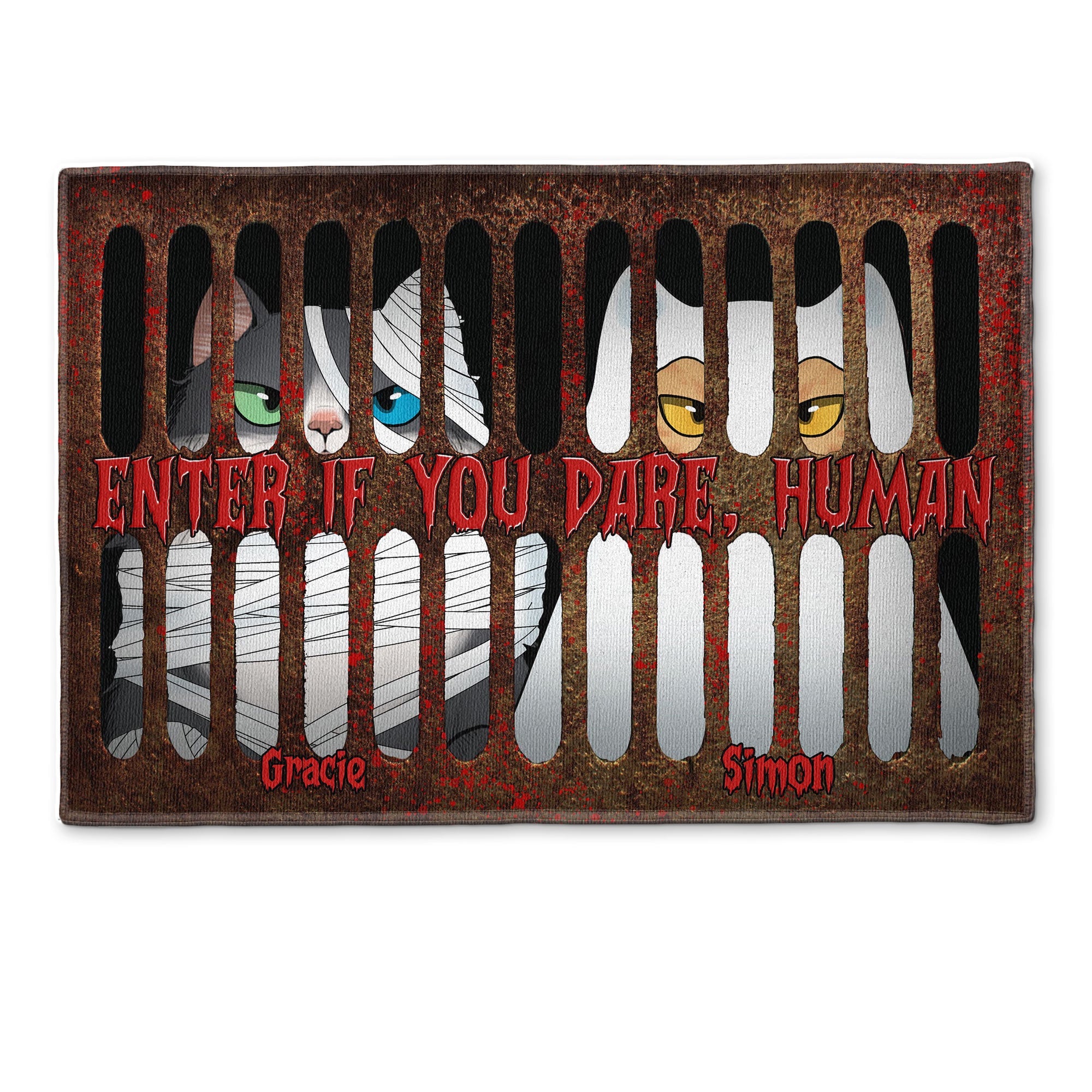 Enter If You Dare Human - Personalized Doormat - Halloween, Spooky Vibe, Funny Gift For Home Decor, Cat Lovers, Cat Owners