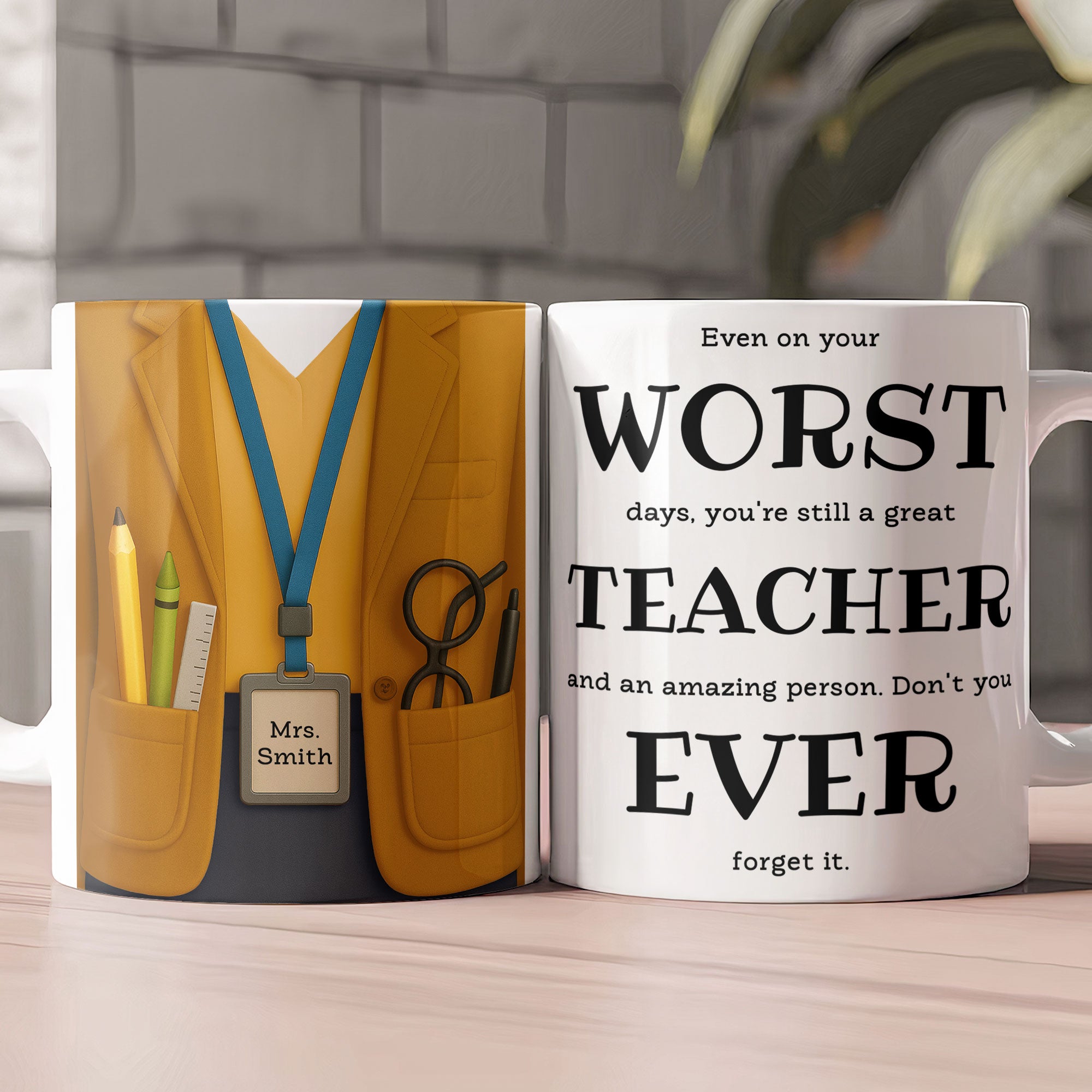 Even On Your Worst Days Teacher Funny Gift 3D Effect - Personalized Mug