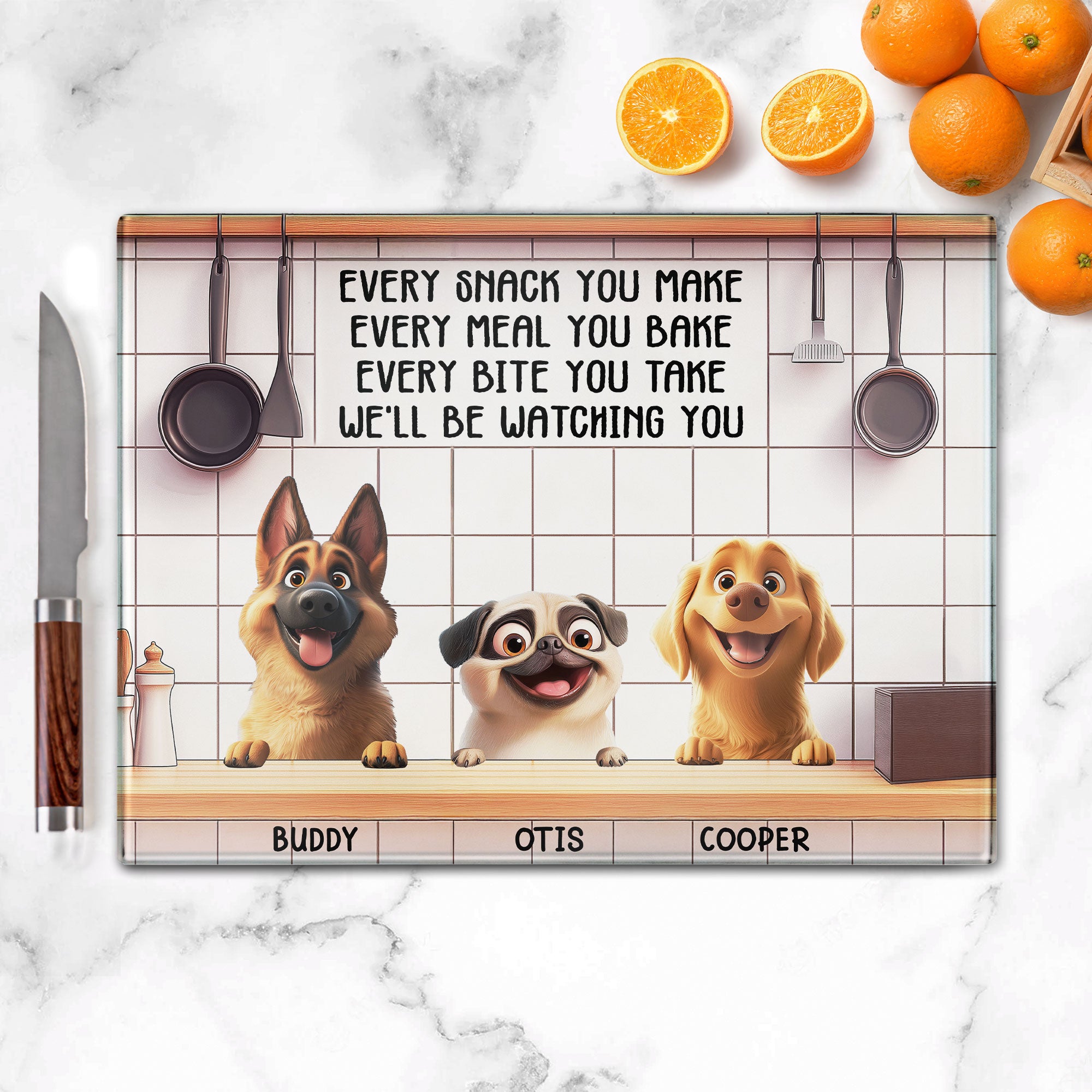 Every Snack You Make - Personalized Glass Cutting Board