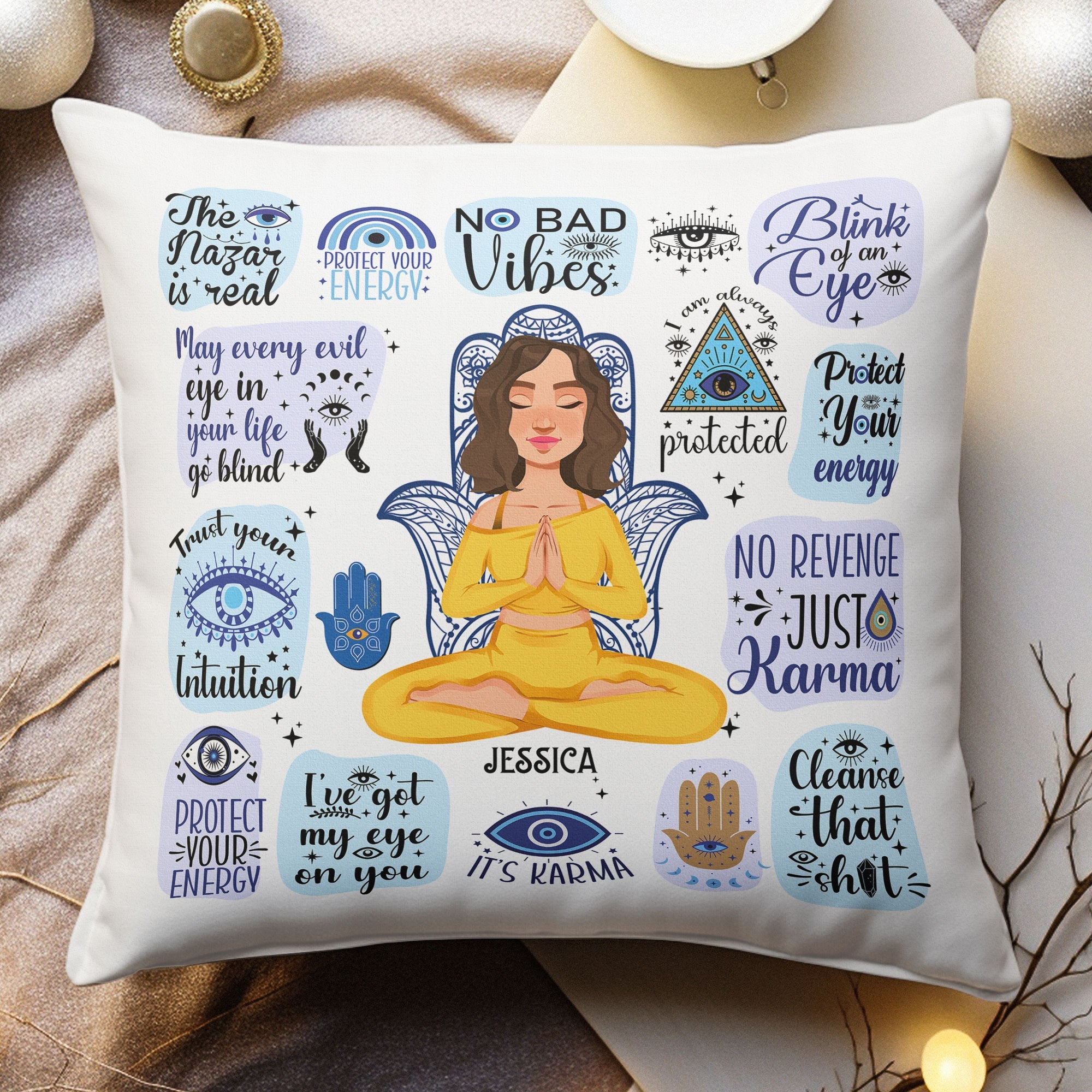 Evil Eye Blue Eye Protect Your Energy - Personalized Pillow (Insert Included)