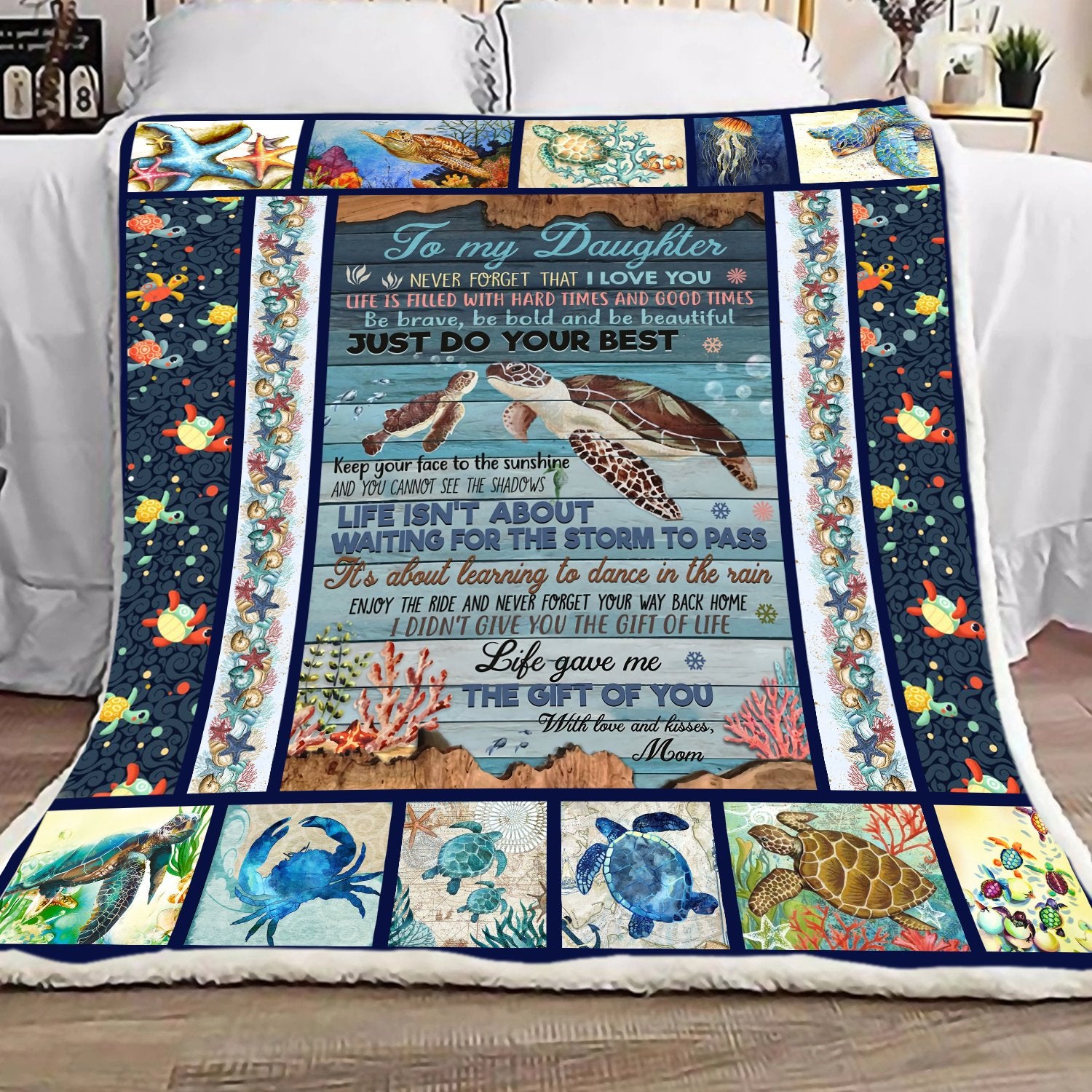 Famh - turtle to my daughter never forget that i love you - blanket-A Loves Gift