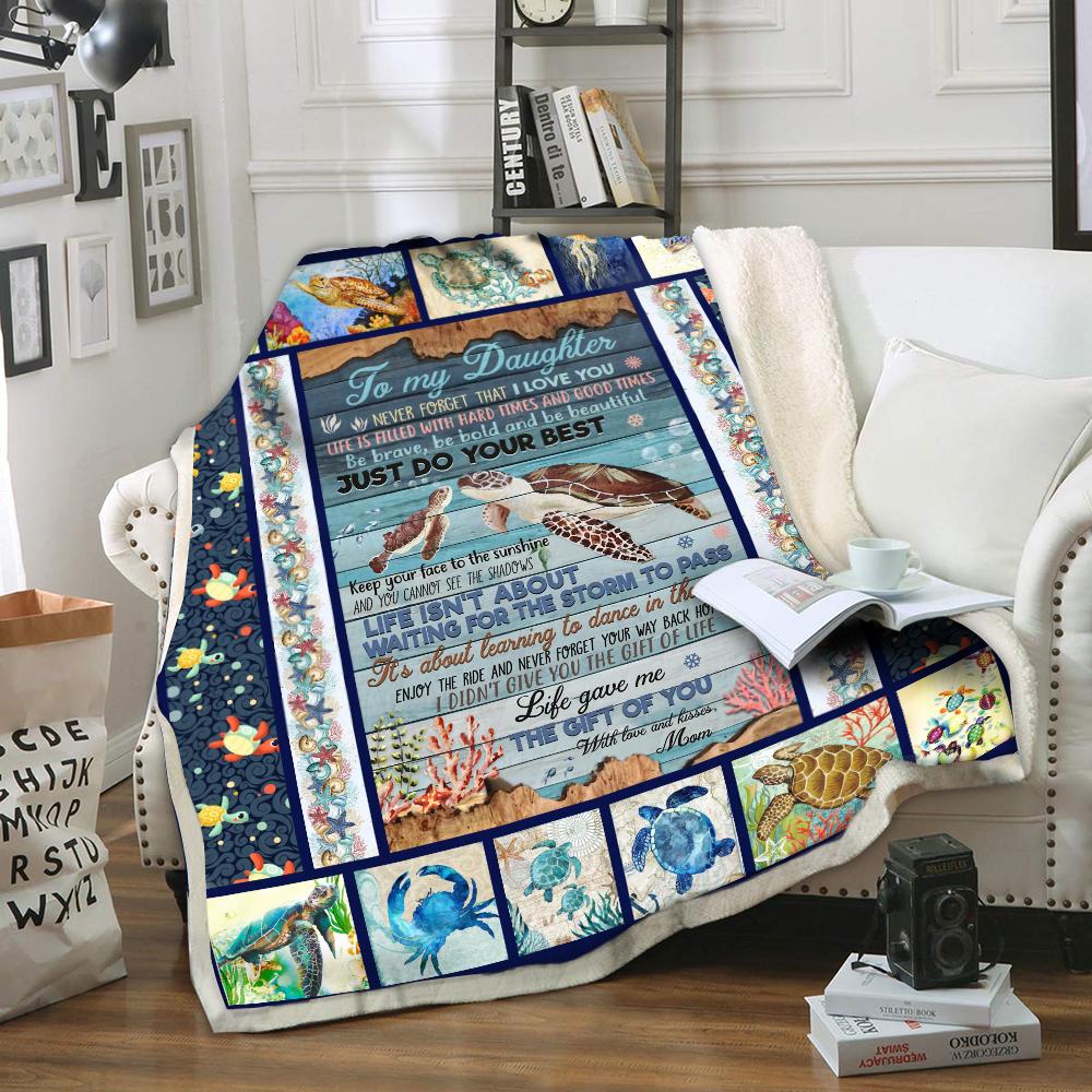 Famh - turtle to my daughter never forget that i love you - blanket-A Loves Gift