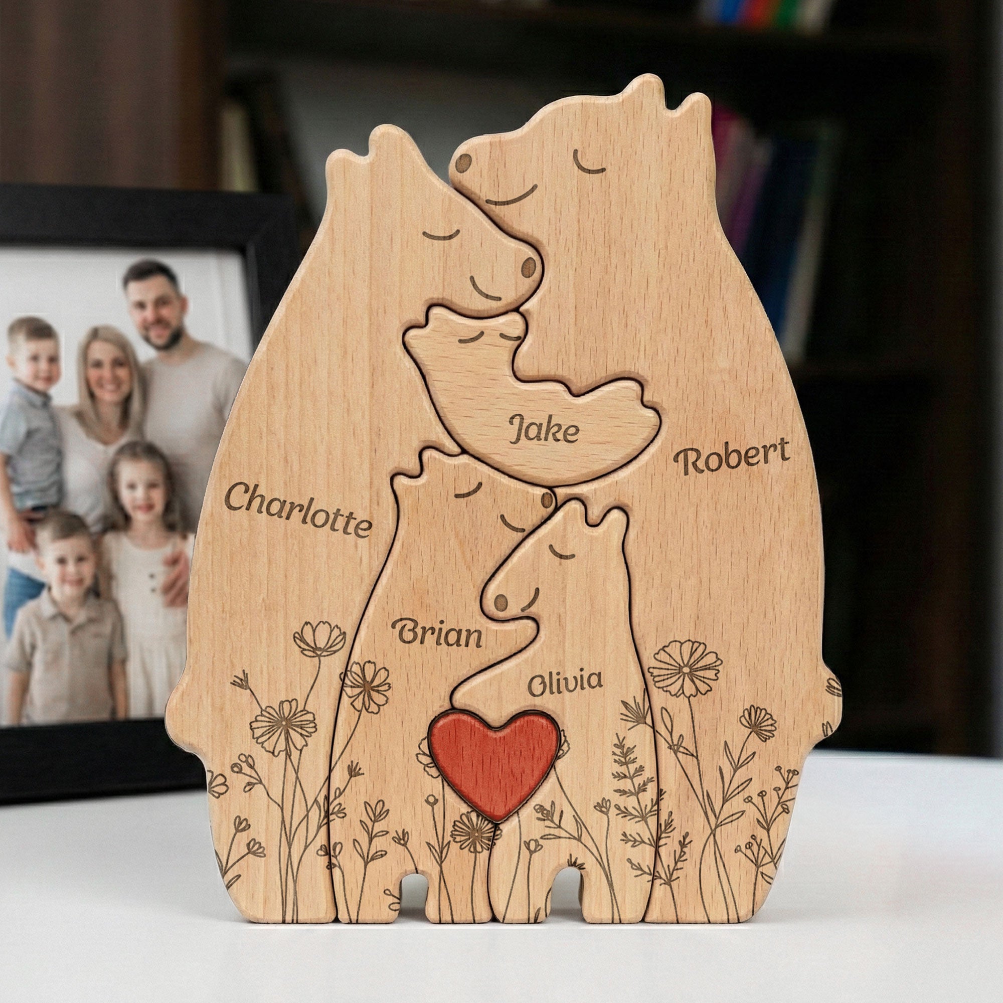 Family Bear Floral Style Mother's Day Gift For Her Bear Family Puzzle - Personalized Puzzle