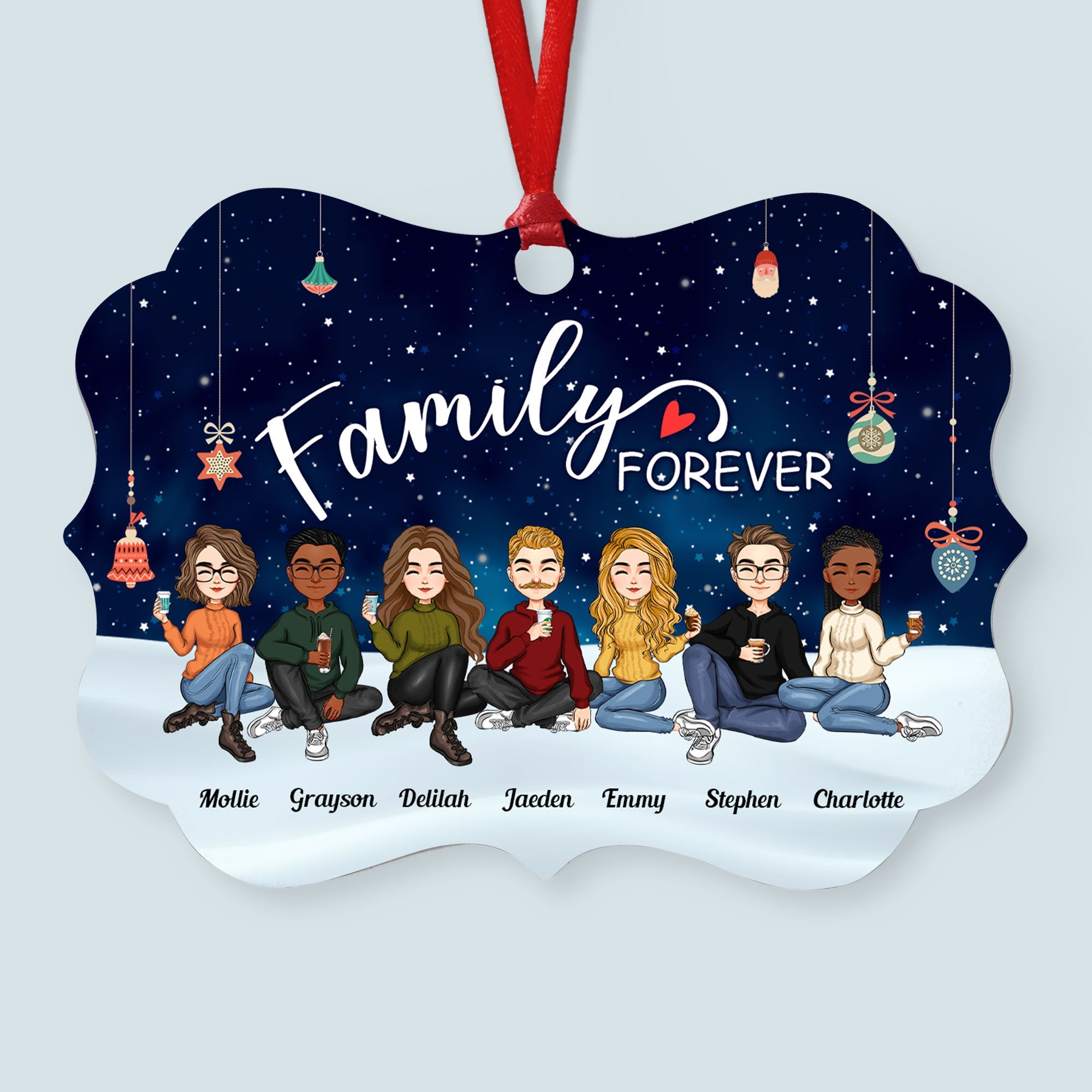 Family Forever - Christmas Eve - Personalized Family Ornament