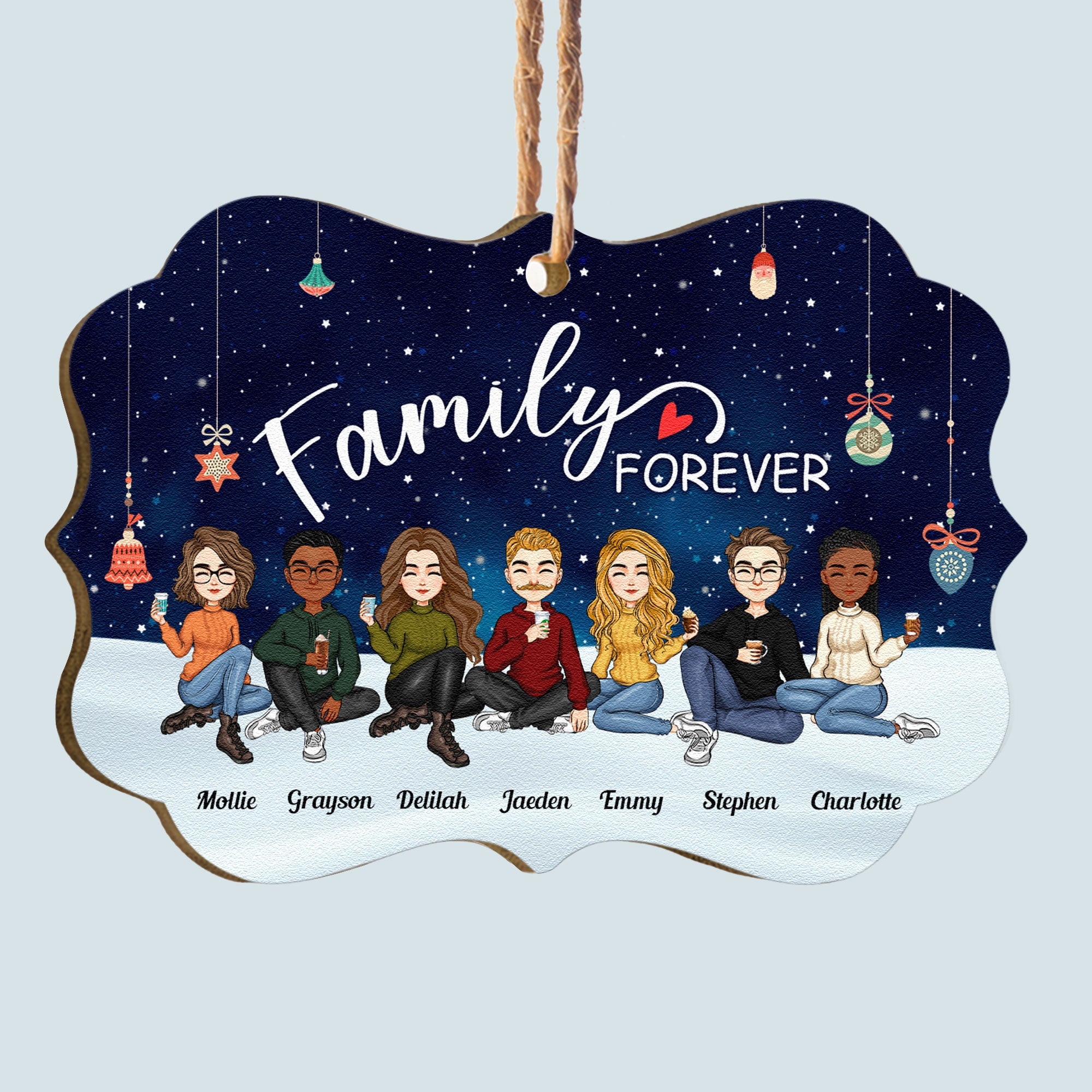 Family Forever - Christmas Eve - Personalized Aluminum/Wooden Ornament