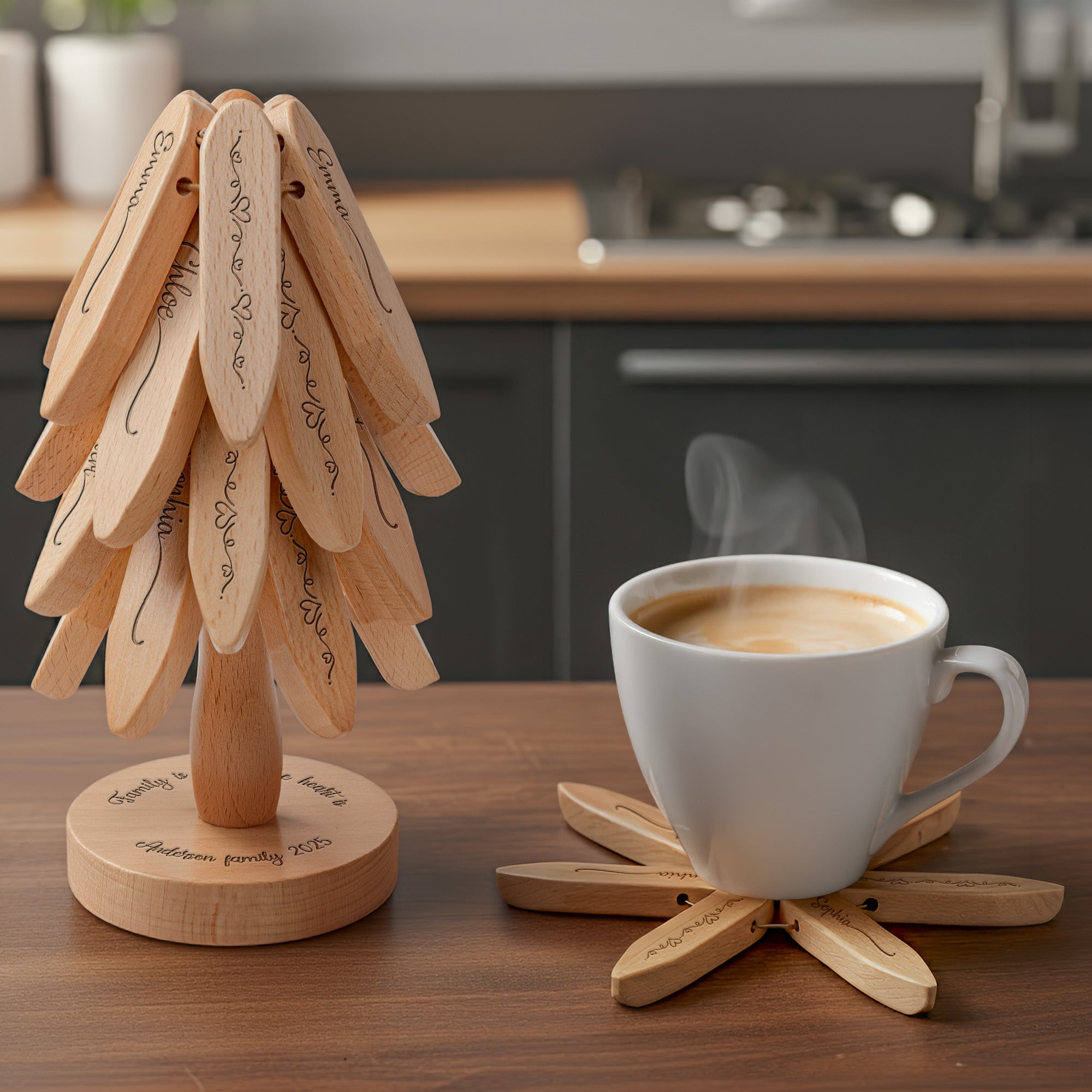 Family Is Where The Heart Is - Personalized Trivet Tree