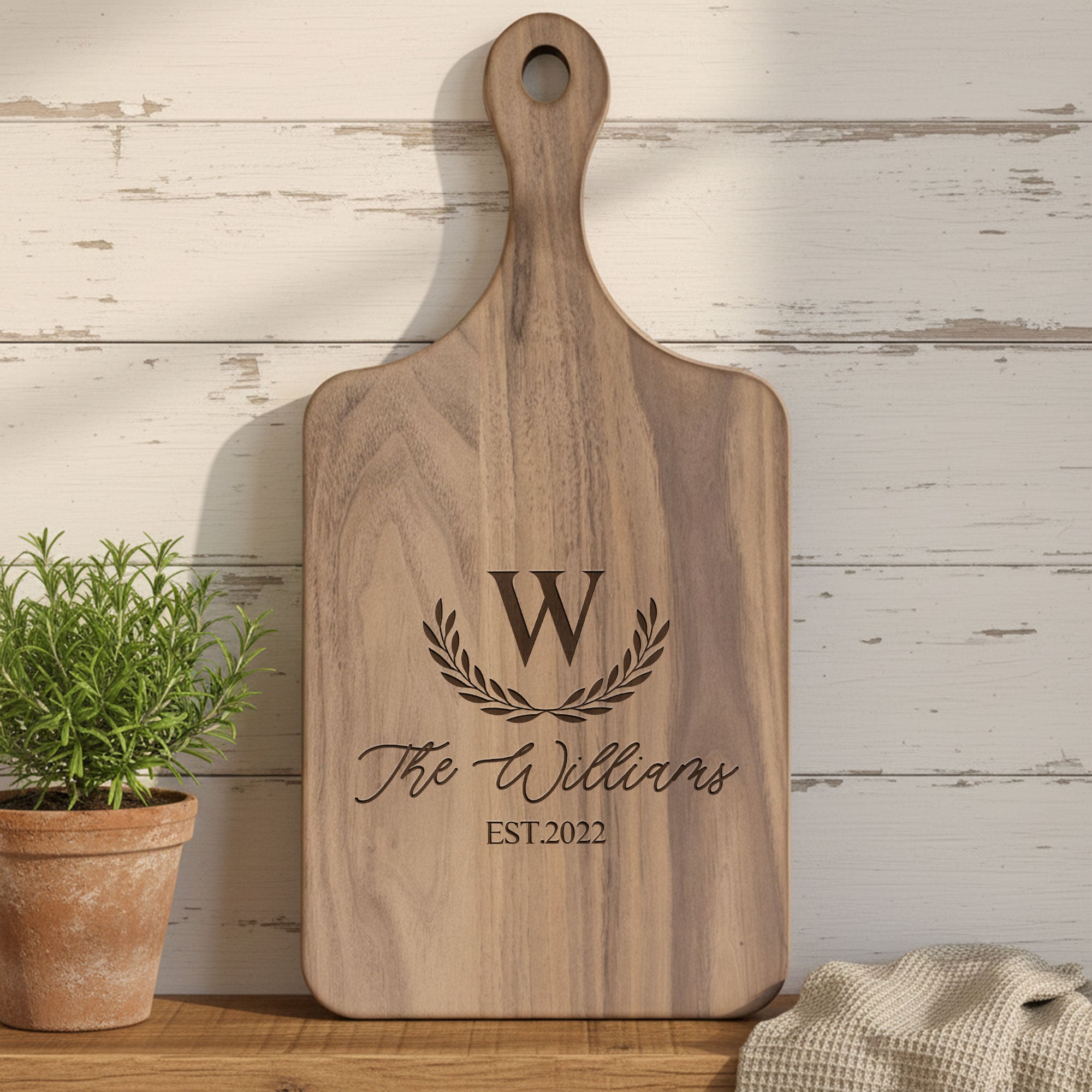 Family Name - Housewarming Gift - Personalized Paddle Cutting Board