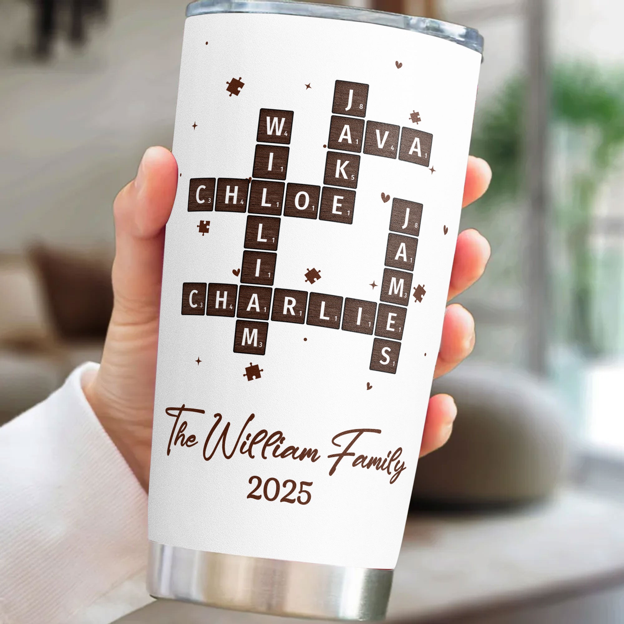 Family Name Scrabble Christmas - Personalized Tumbler Cup