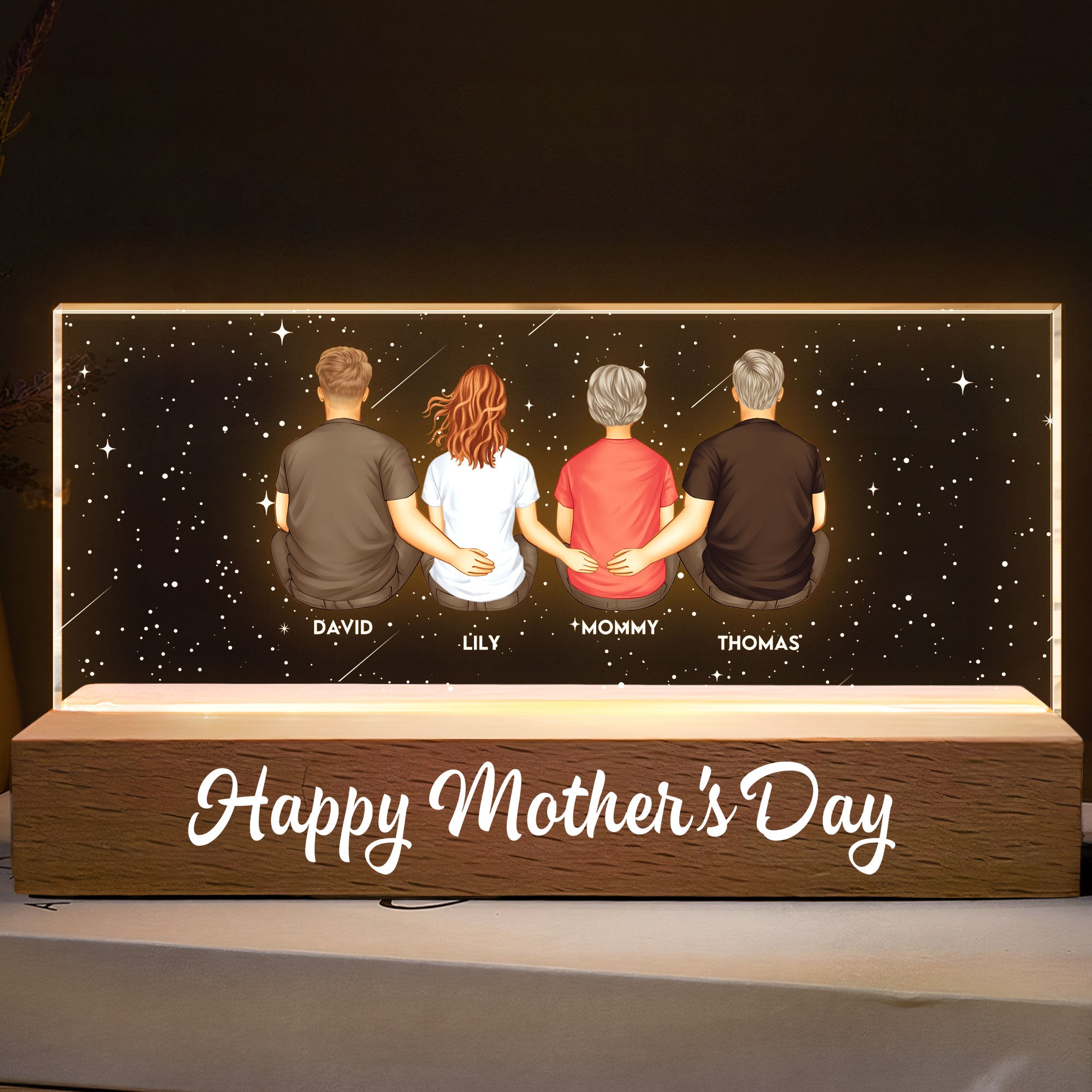 Family Sitting Together - Personalized LED Night Light