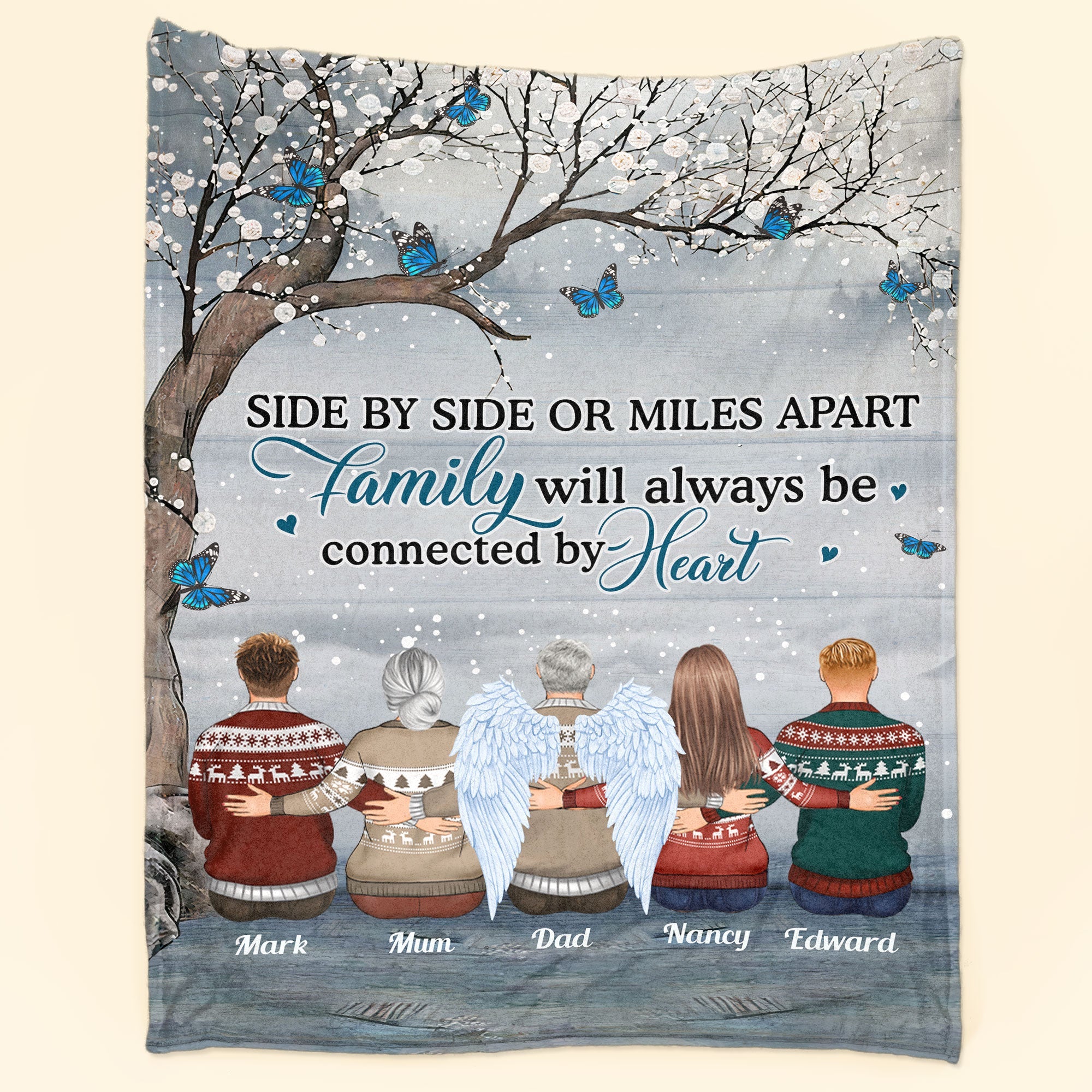 Family Will Always Connected By Heart - Personalized Memory Blanket