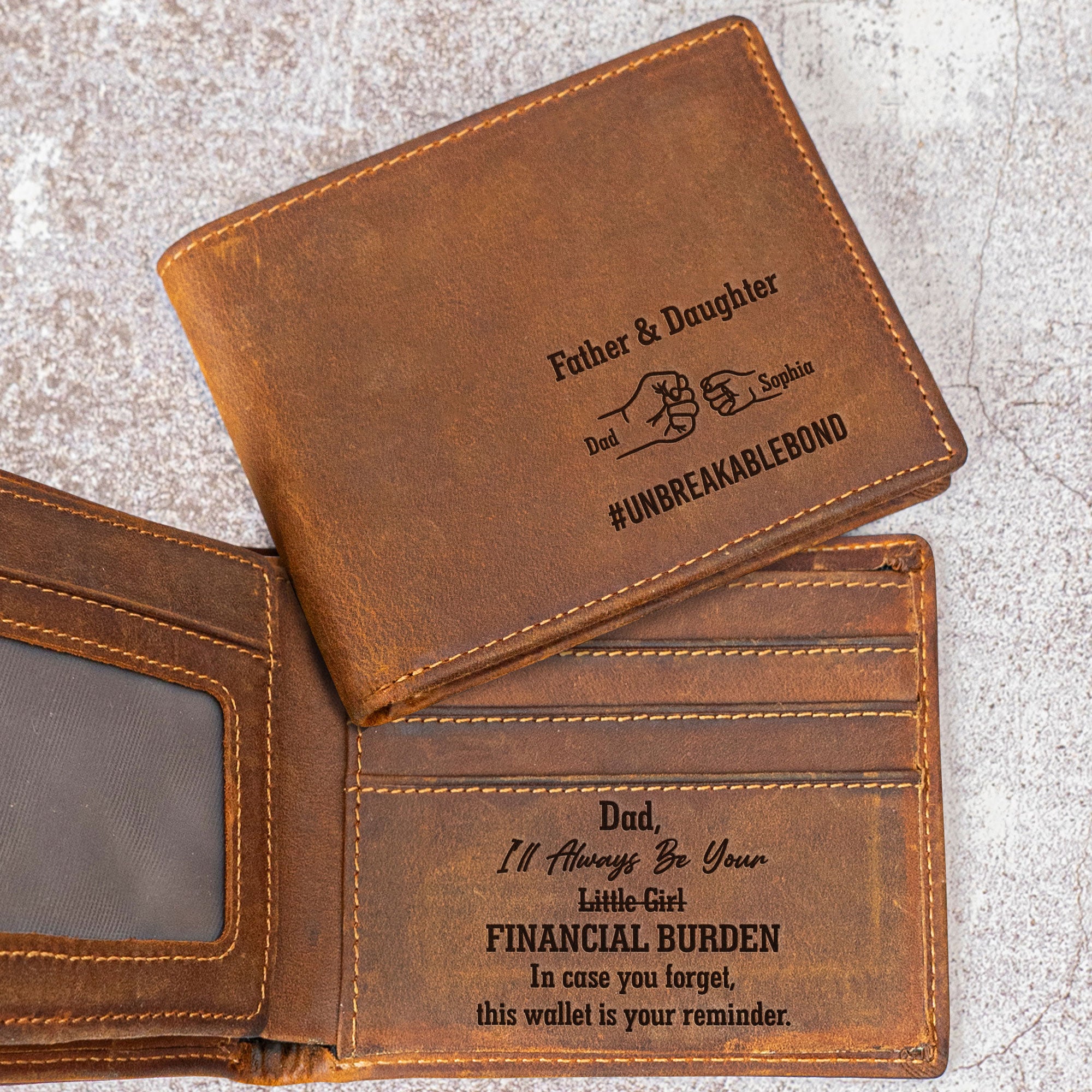 Father & Daughter #Unbreakablebond - Personalized Leather Wallet