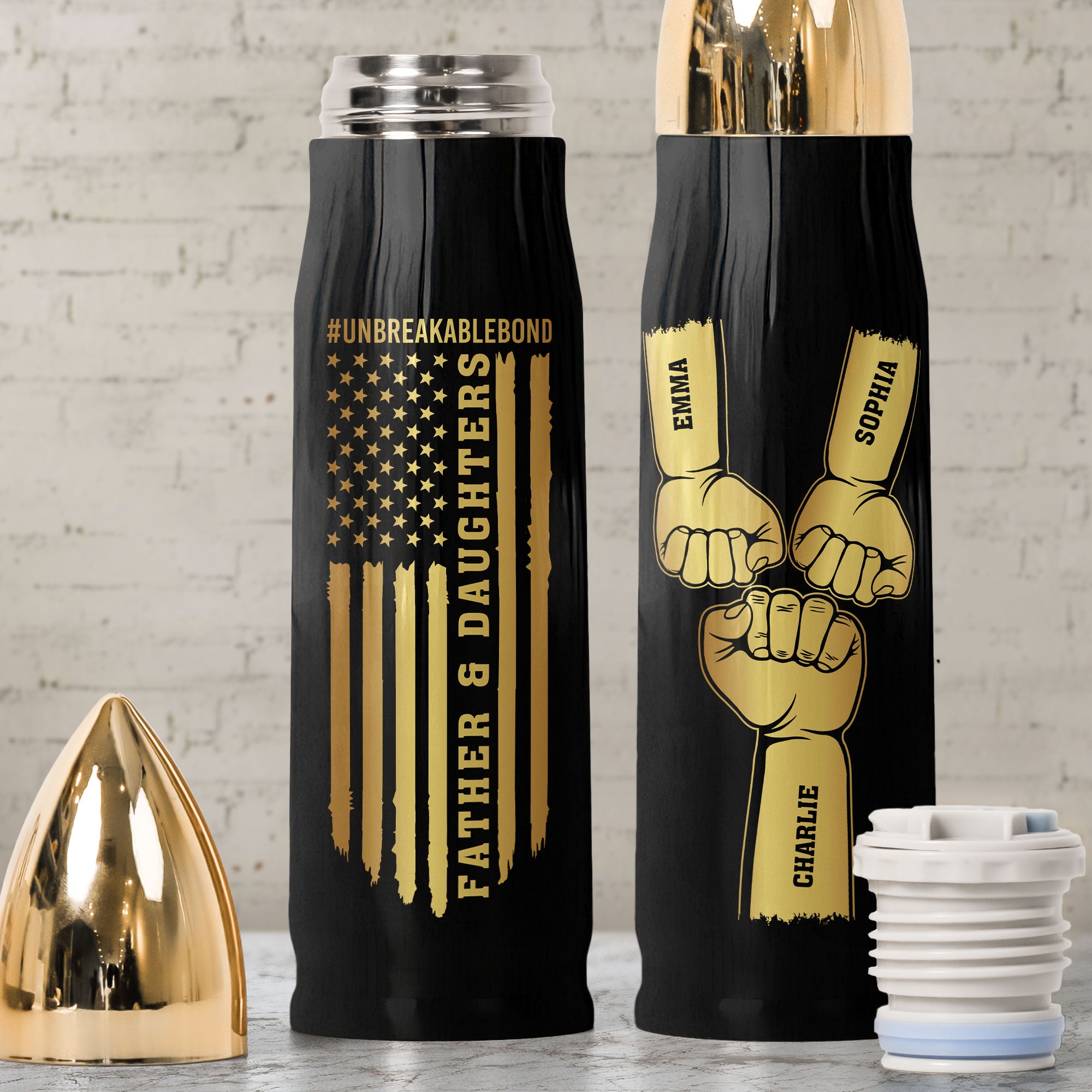 Father & Daughters #Unbreakablebond - Personalized Bullet Tumbler